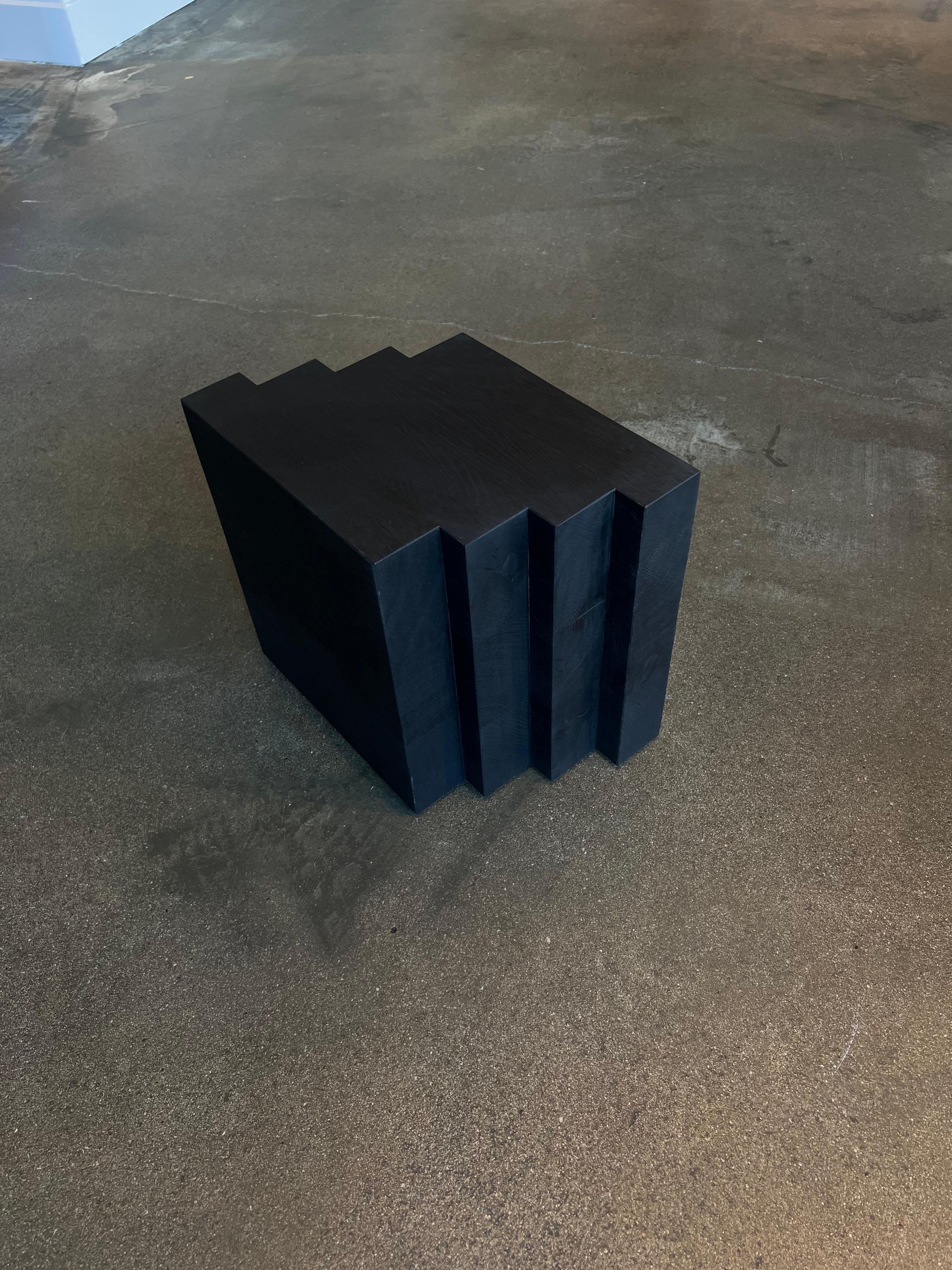 Dutch Brutalist Side Table Solid Black Oak - Cadence by Mokko For Sale