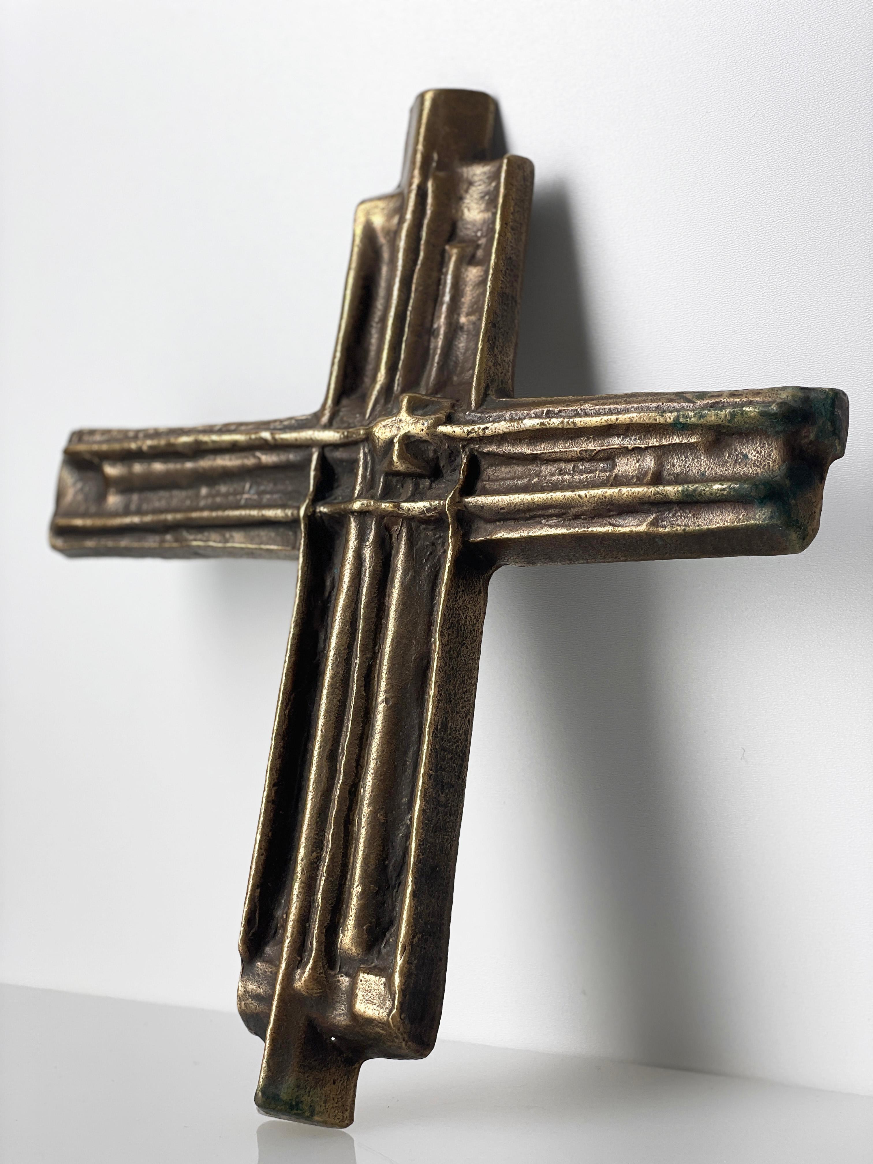 Solid Brass Brutalist Crucifix 5