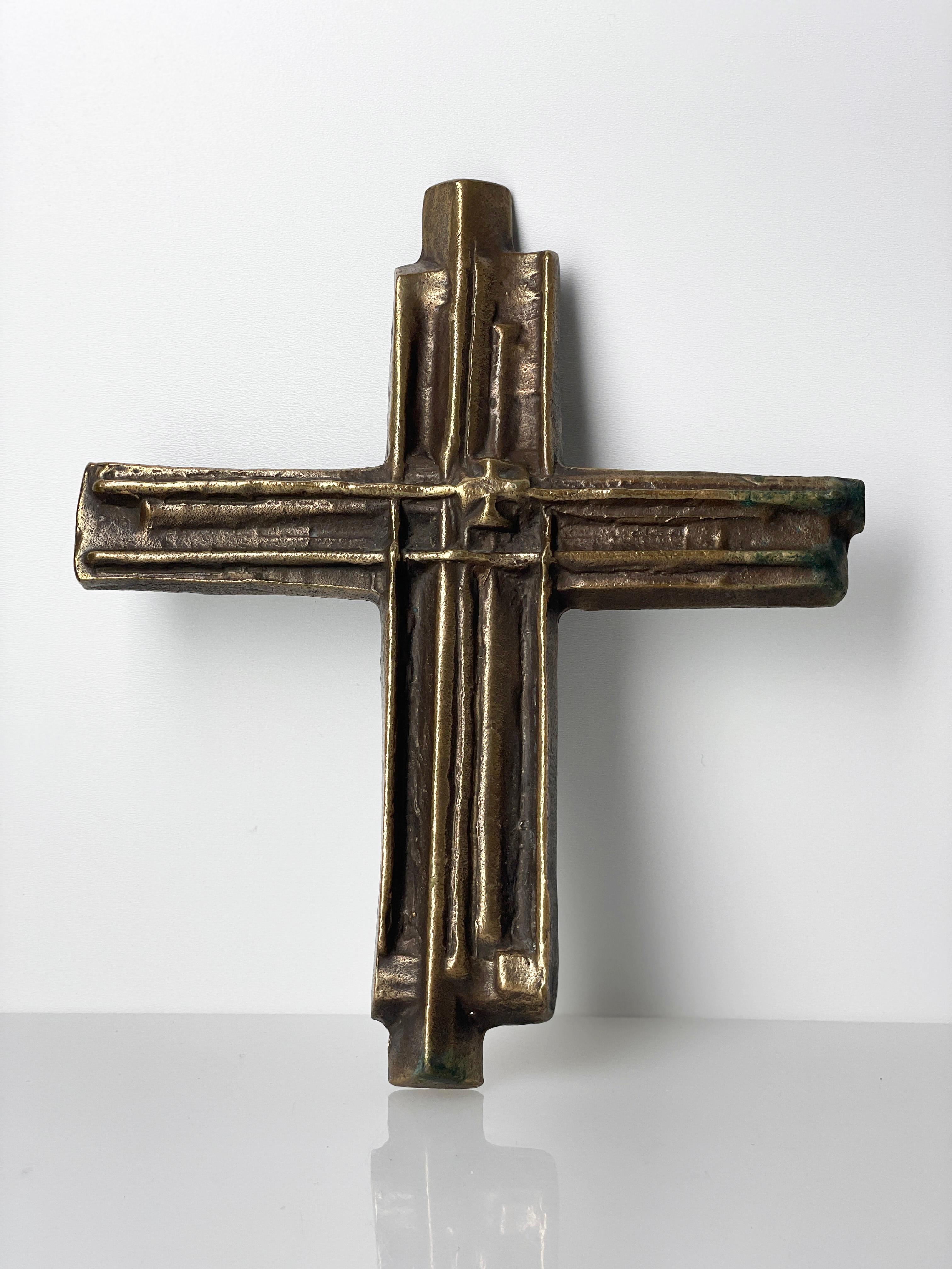 Solid Brass Brutalist Crucifix 6