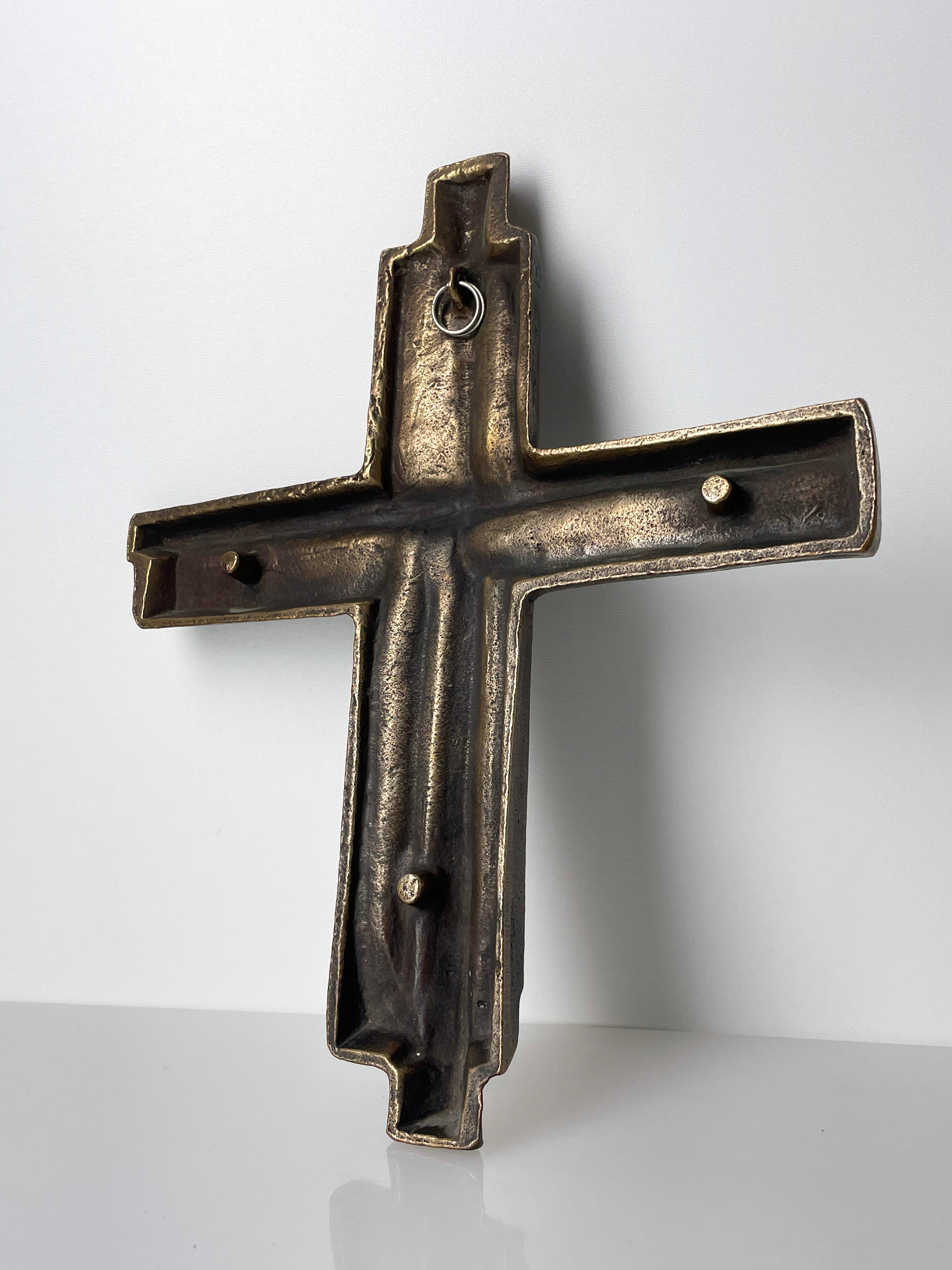 Solid Brass Brutalist Crucifix 7