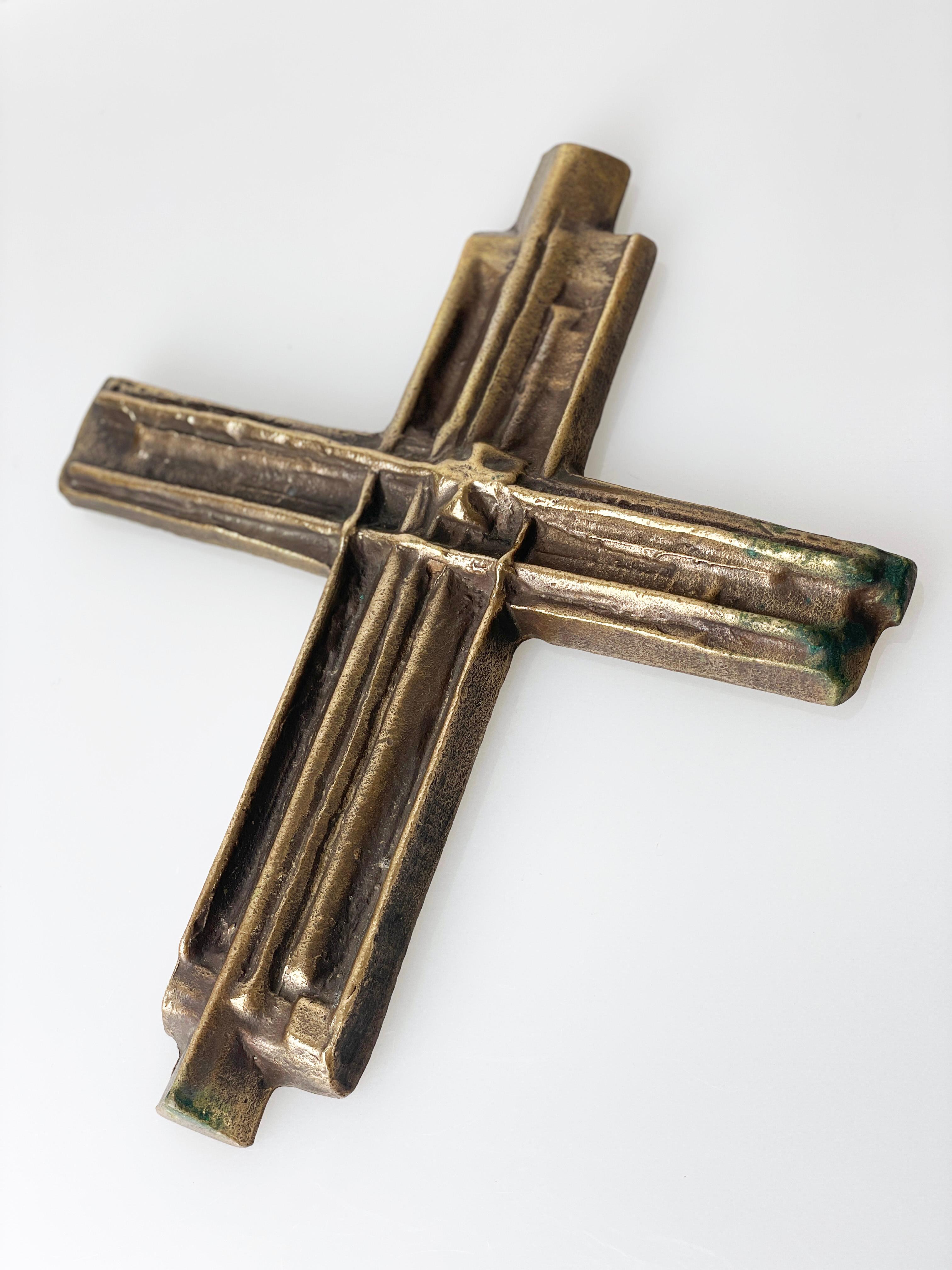Solid Brass Brutalist Crucifix 9