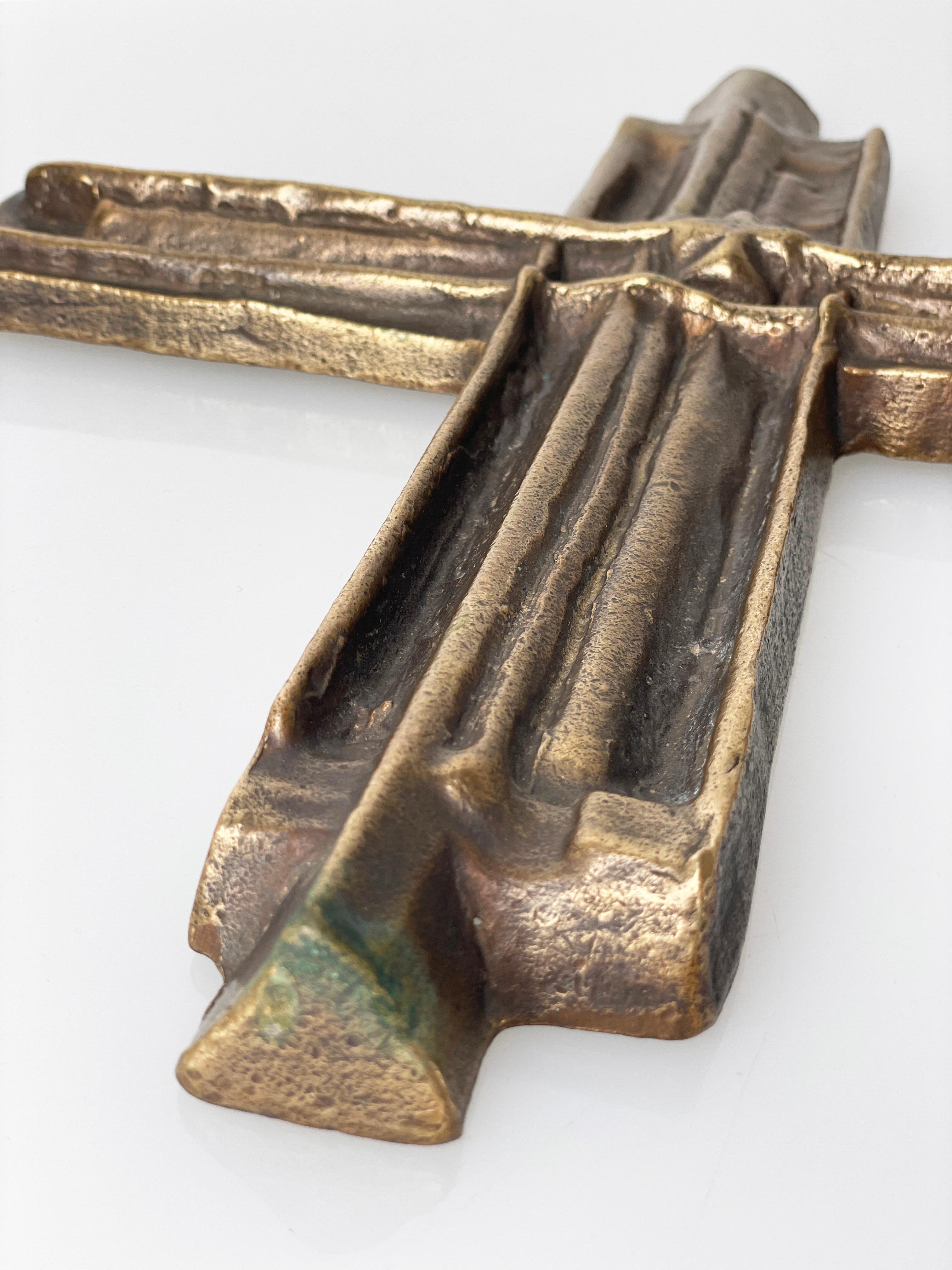 Solid Brass Brutalist Crucifix 10
