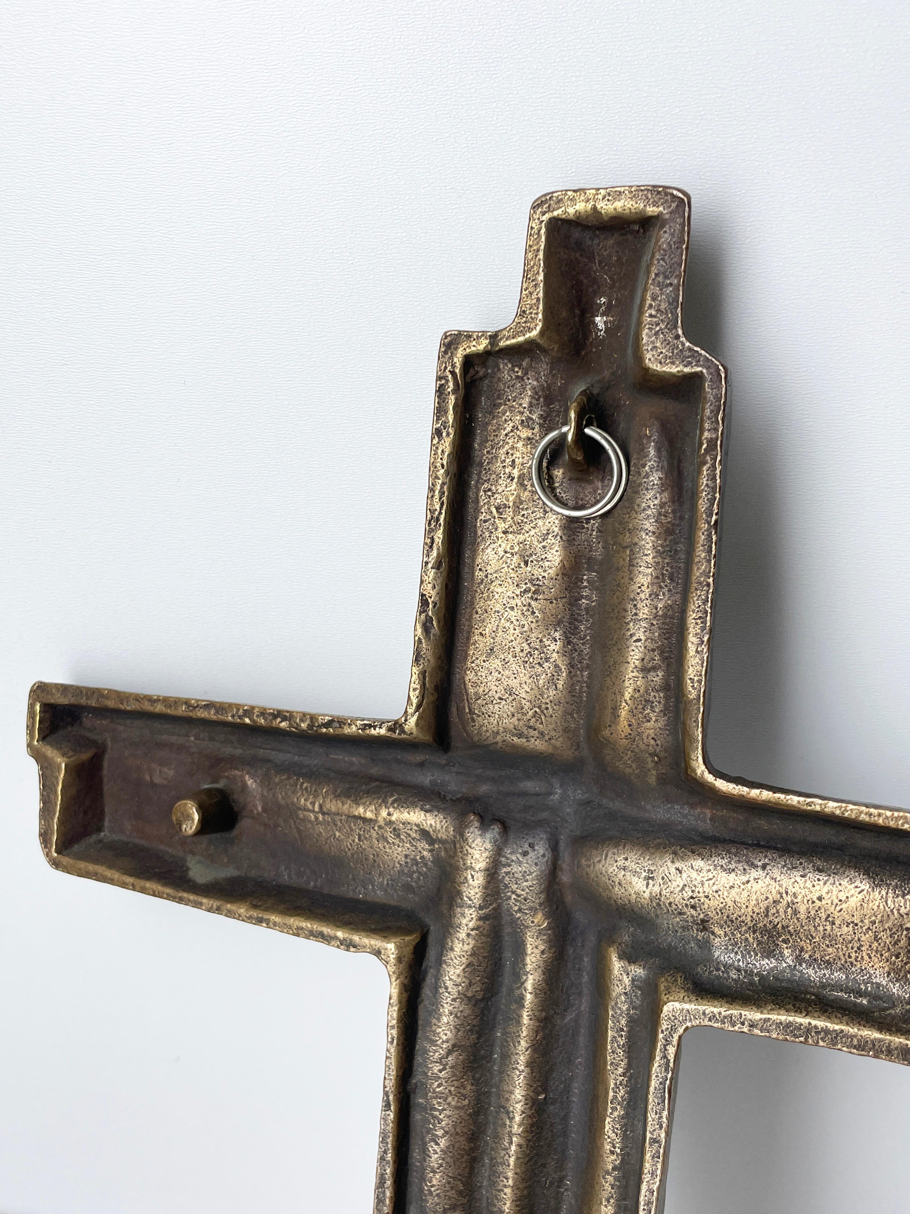Solid Brass Brutalist Crucifix 11