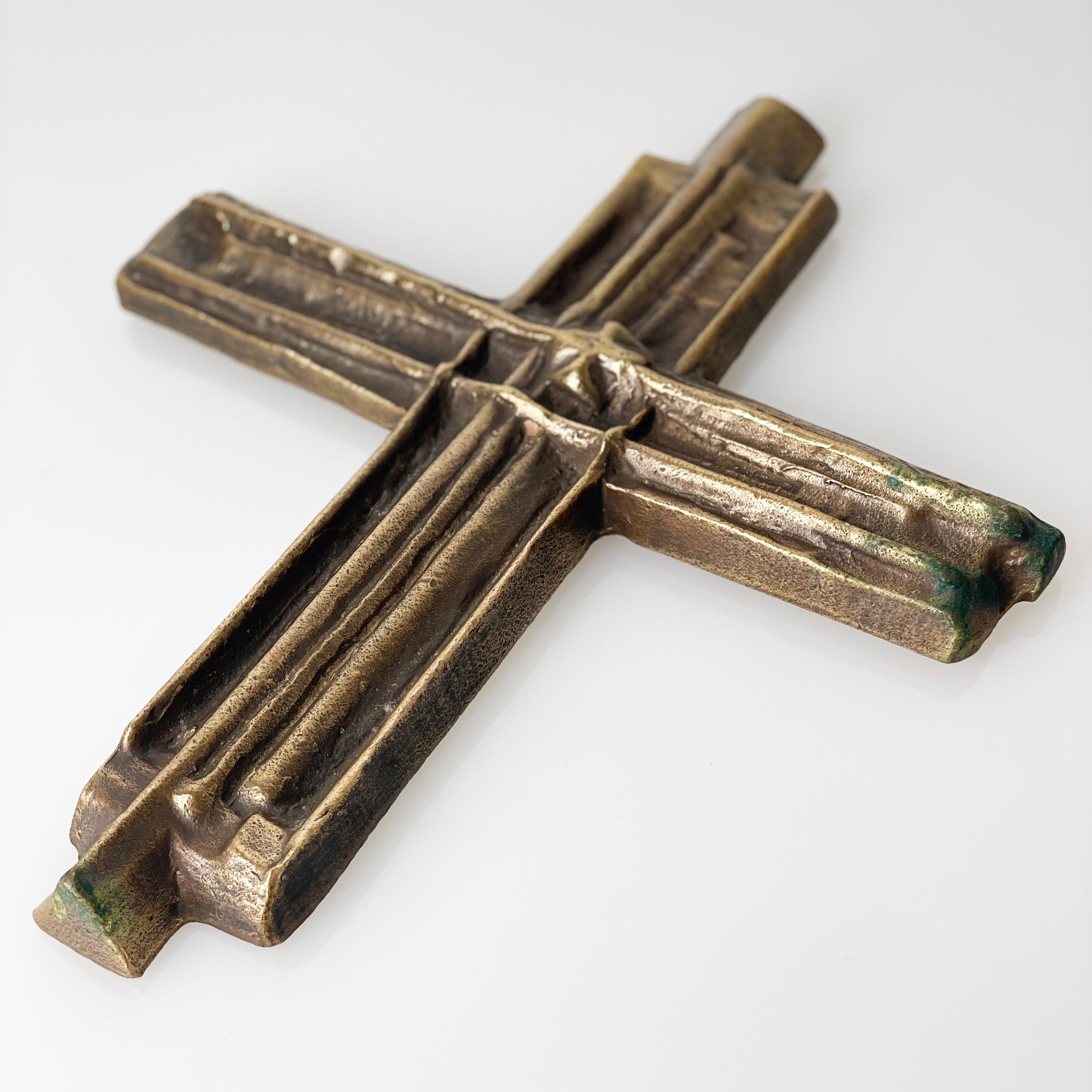 Solid Brass Brutalist Crucifix 2