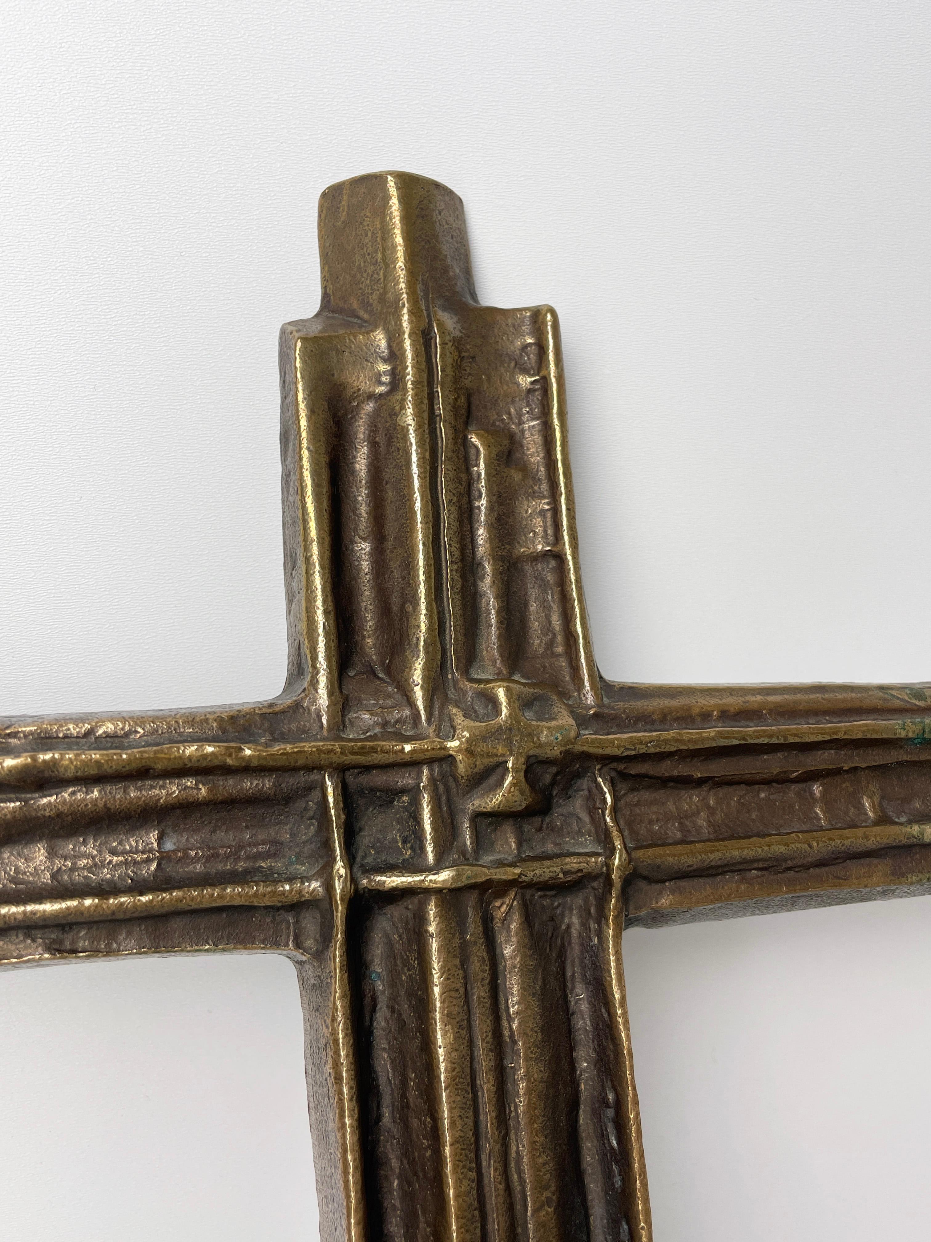 Solid Brass Brutalist Crucifix 3