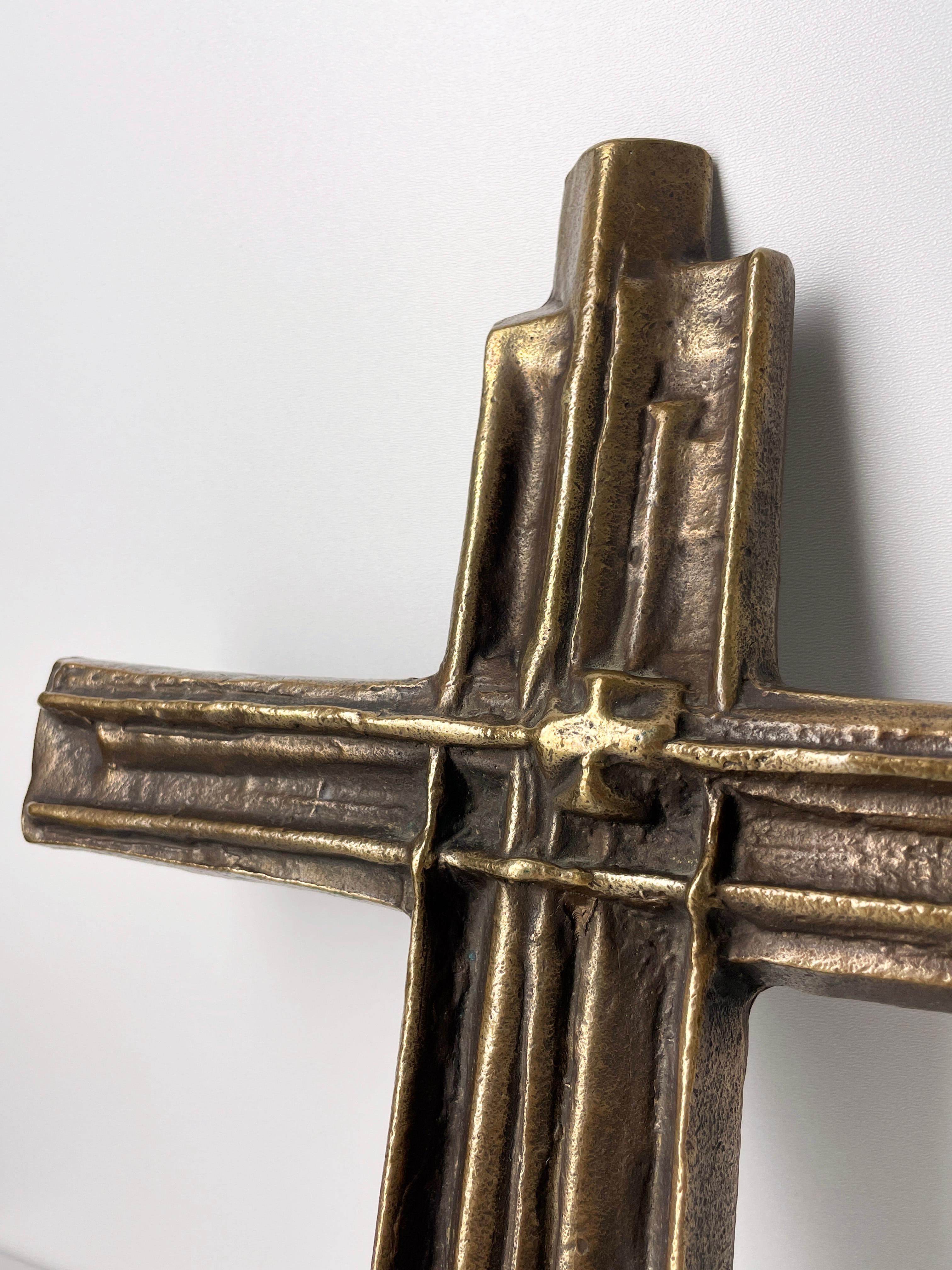 Solid Brass Brutalist Crucifix 4