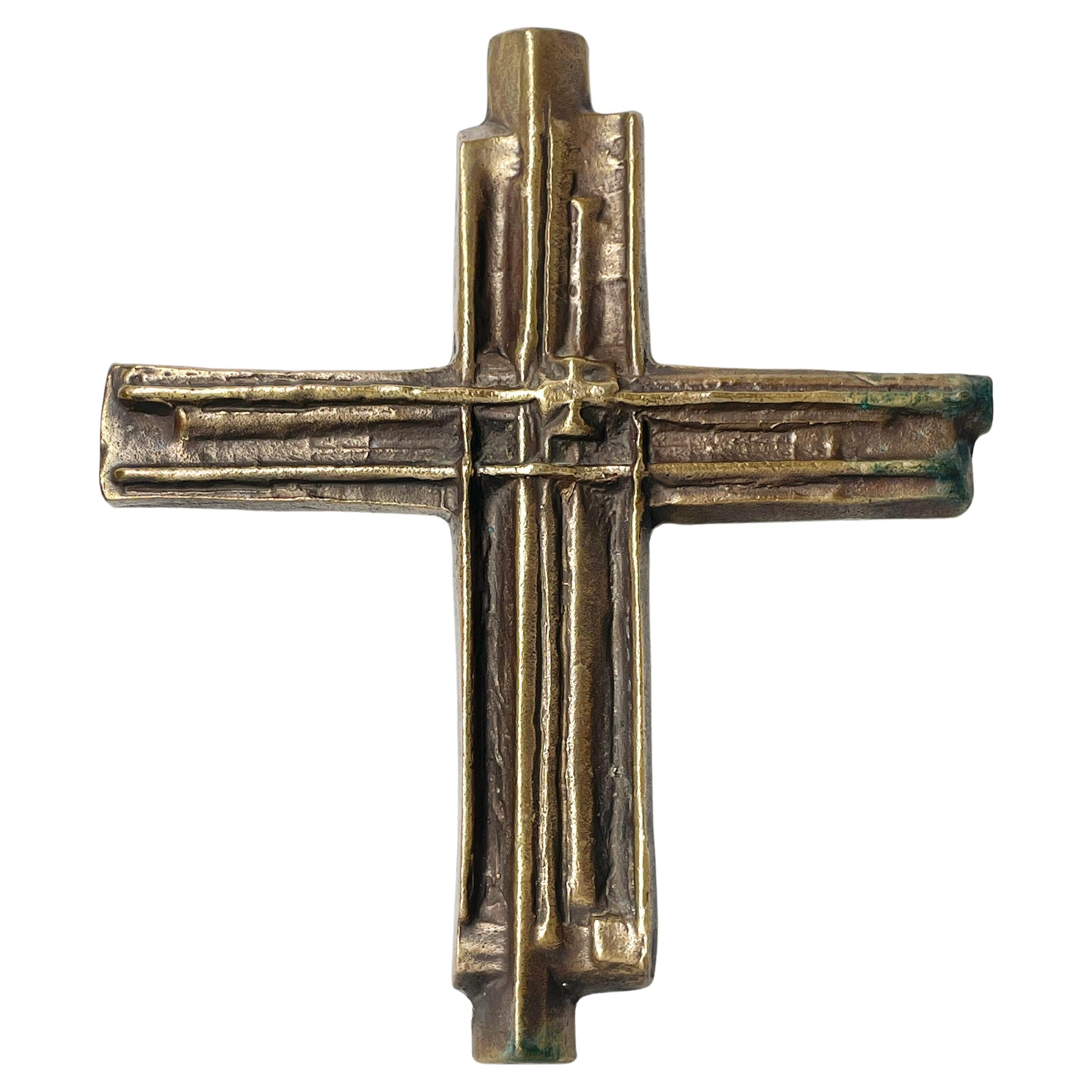Brutalist Solid Brass Crucifix