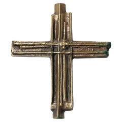 Vintage Brutalist Solid Brass Crucifix