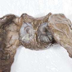 Brutalist Solid Bronze Owl Sculpture Free Form Organic Modern Abstract Art 1980s