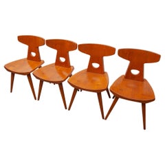 Brutalist Solid Chairs 1970s Set of Four.