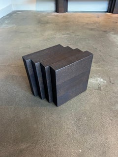 Brutalist Side Table in Solid Dark Brown Oak - Cadence by Mokko