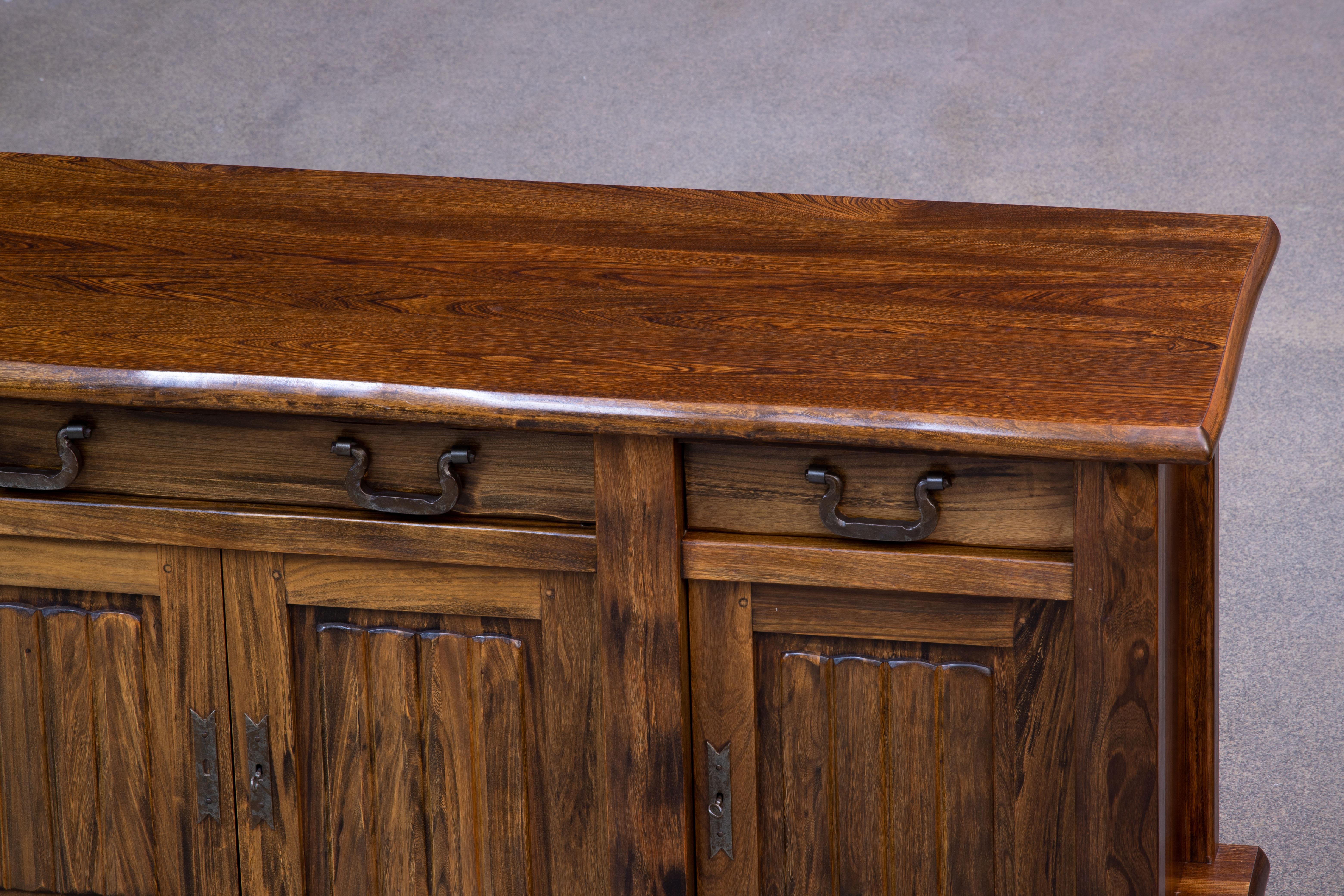 Brutalist Solid Elm Sideboard by Olavi Hanninen 15