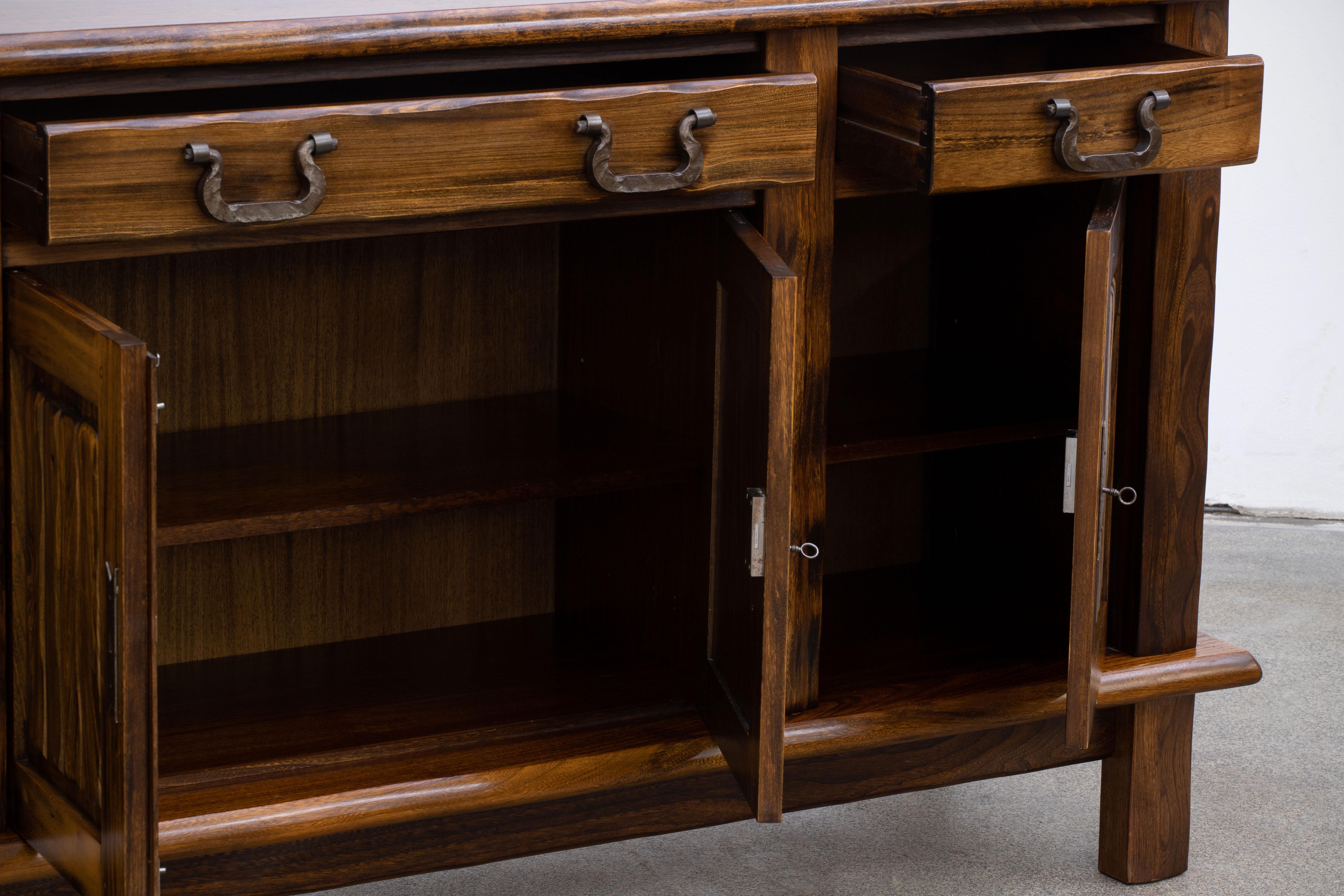 Brutalist Solid Elm Sideboard by Olavi Hanninen 1