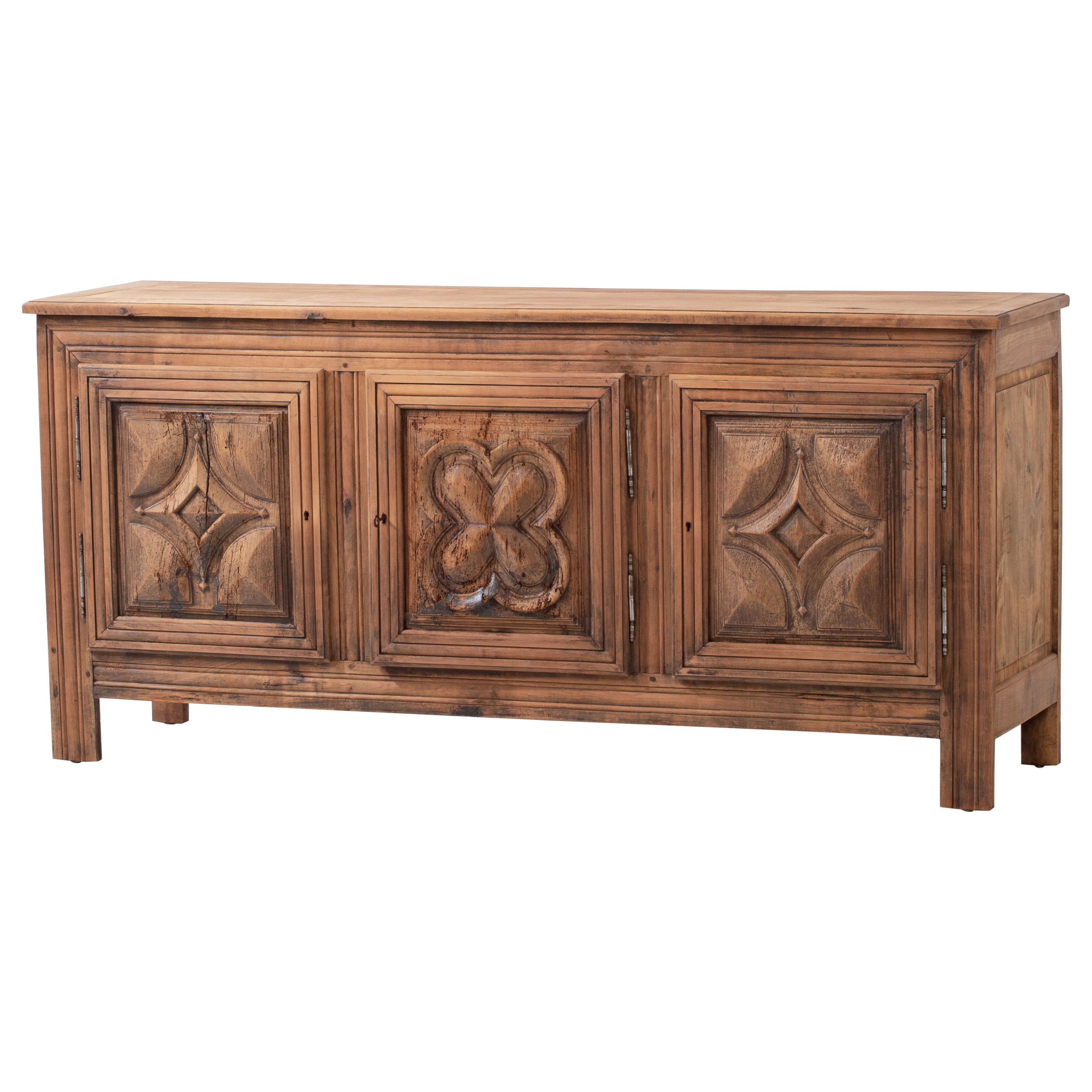 Brutalist Solid Mahogany Sideboard, France, 1900