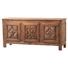 Brutalist Solid Mahogany Sideboard, France, 1900