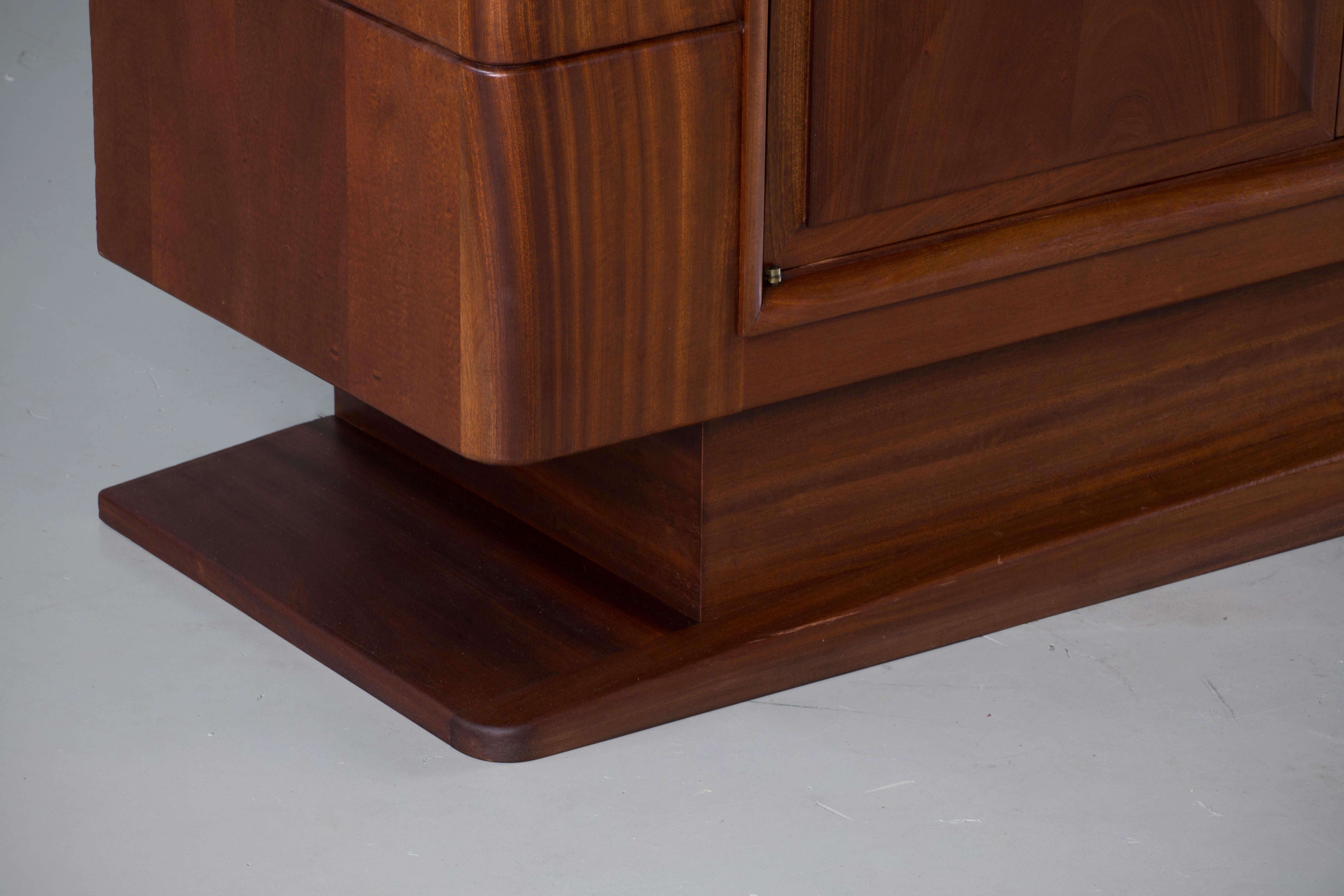 Brutalist Solid Mahogany Sideboard, France, 1940s 5