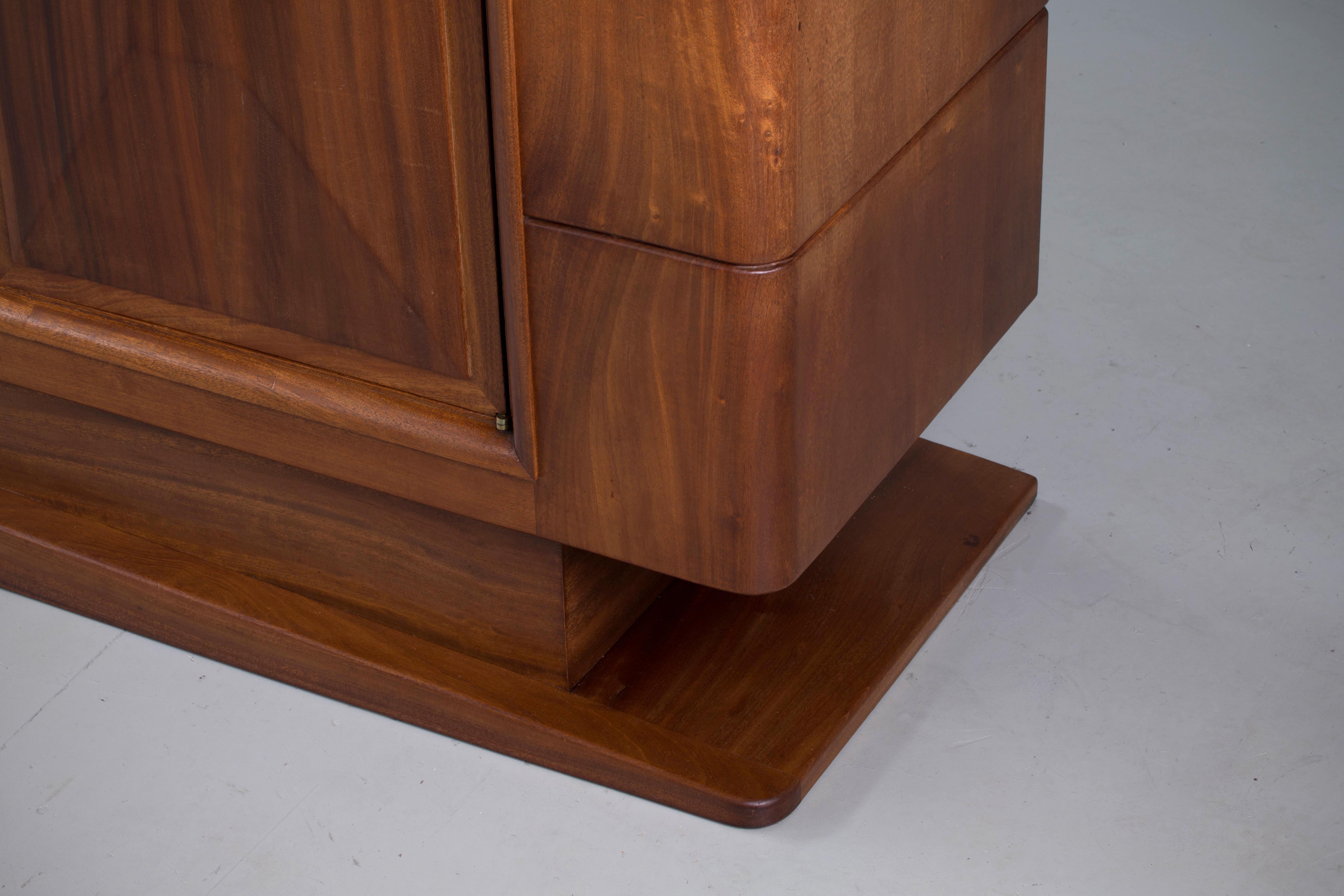 Brutalist Solid Mahogany Sideboard, France, 1940s 11