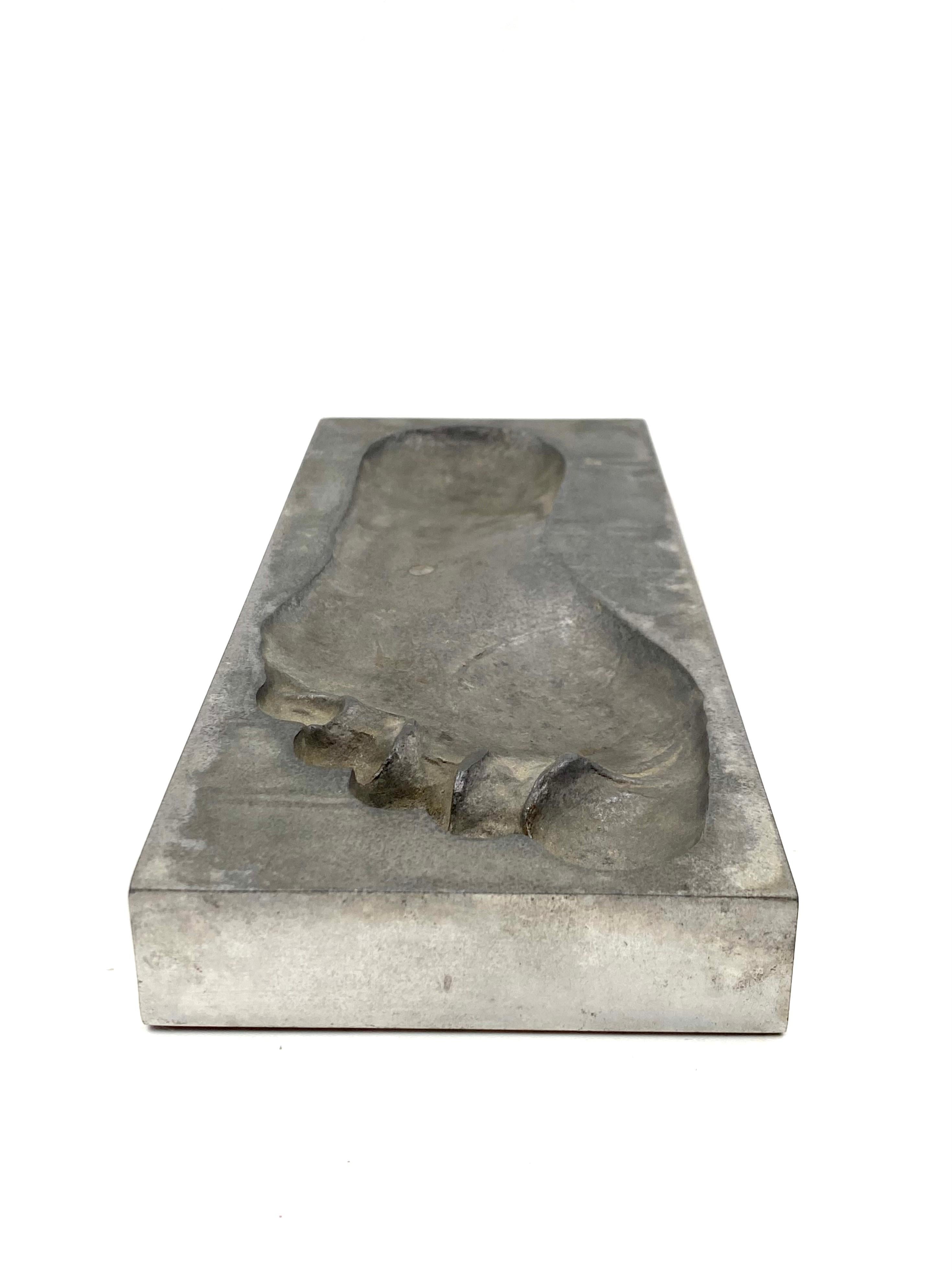 Brutalist Solid Metal Footprint Sculpture, Italy, 1970s 7