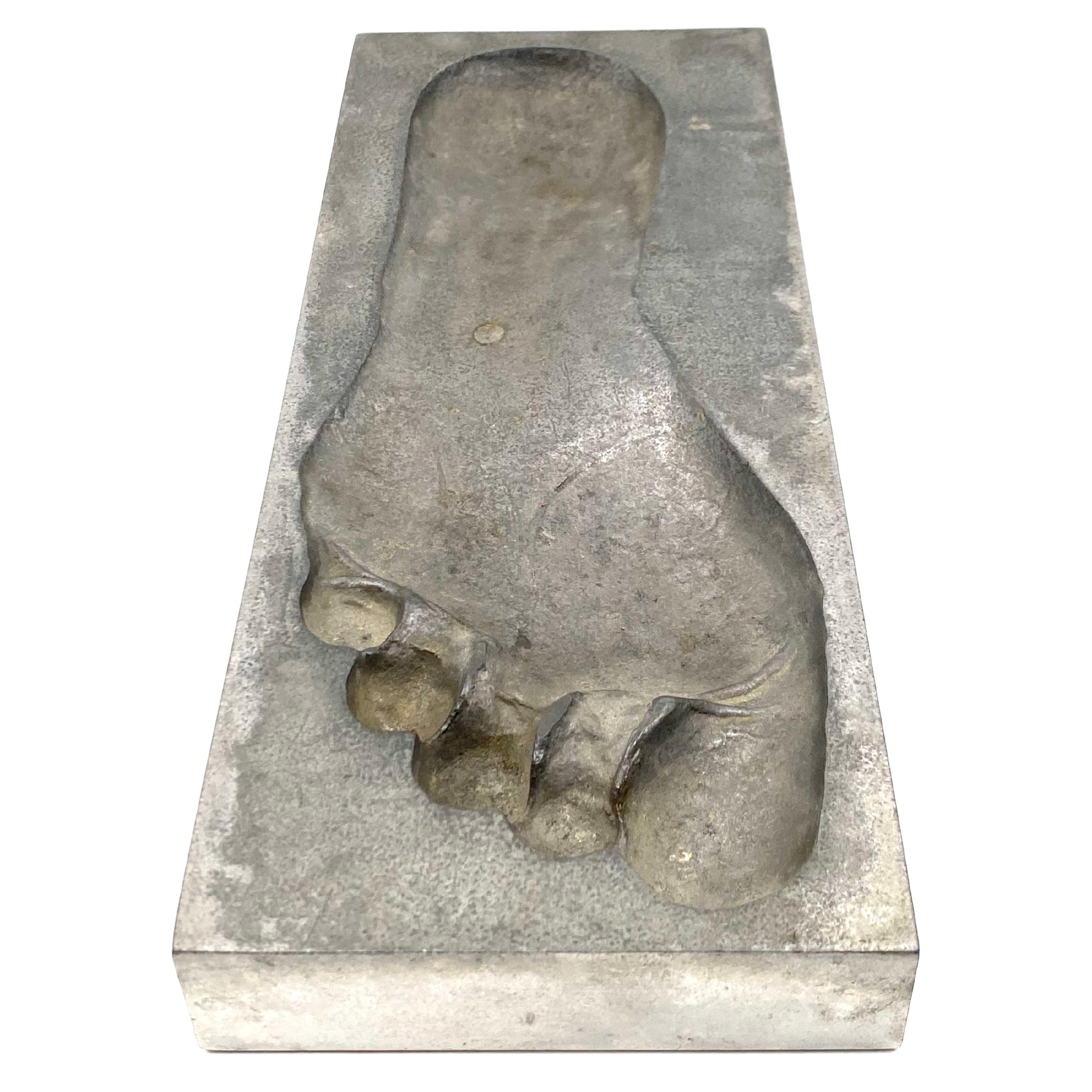 Brutalist Solid Metal Footprint Sculpture, Italy, 1970s