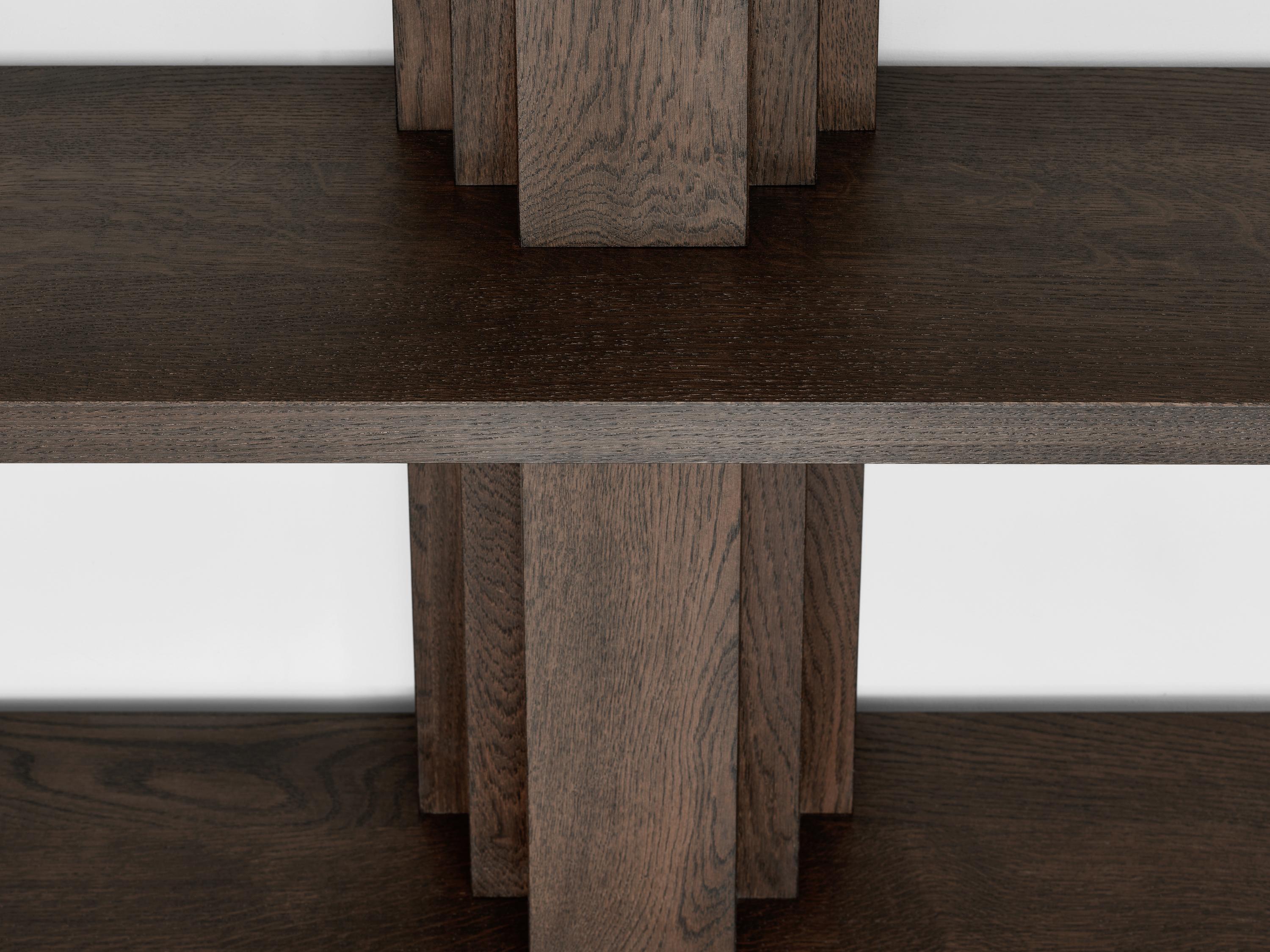 Brutalistische Eichenholz-Bibliothèque - Brut von Mokko (Niederländisch) im Angebot