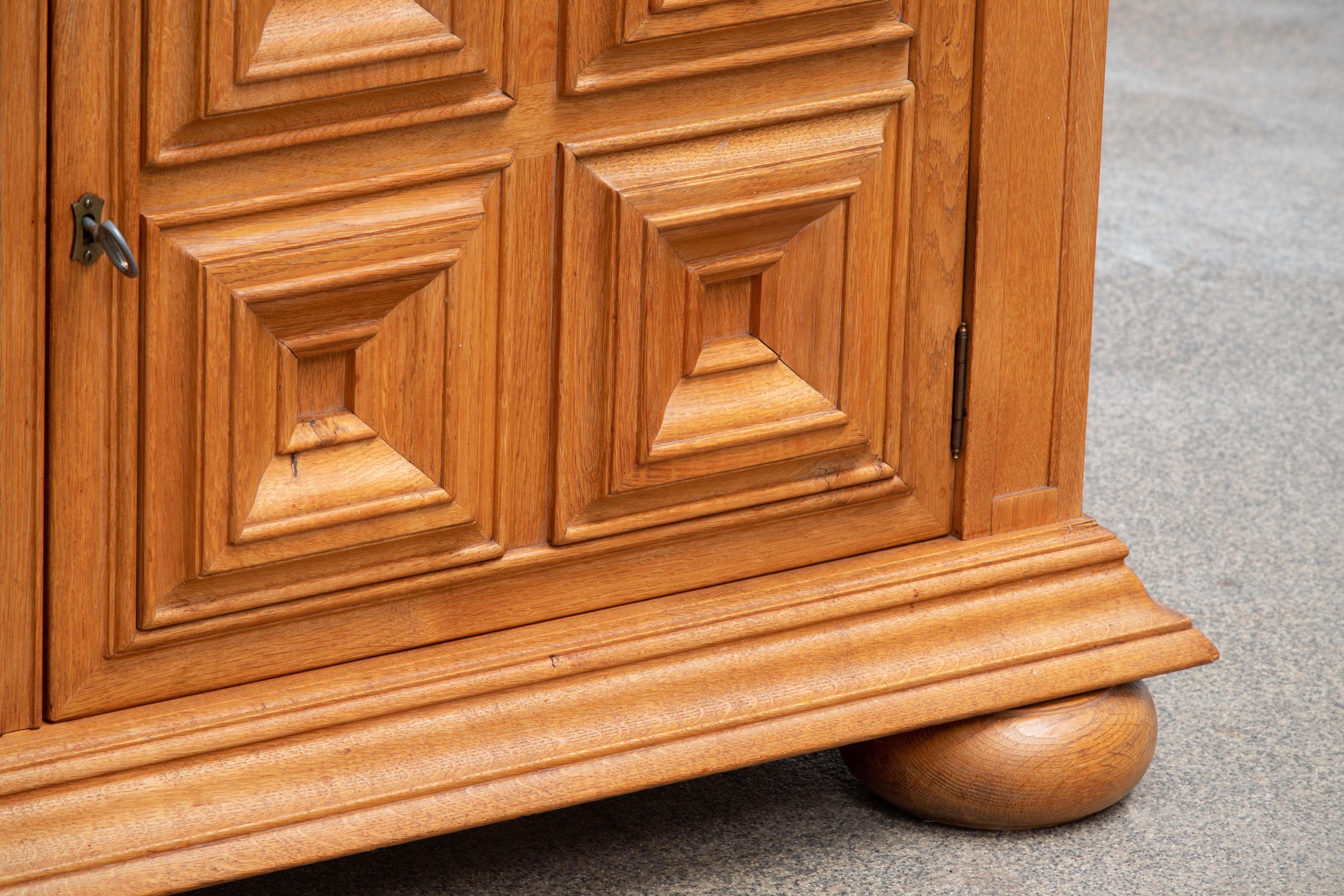 Brutalist Solid Oak Buffet, Spanish Colonial, 1940s 2