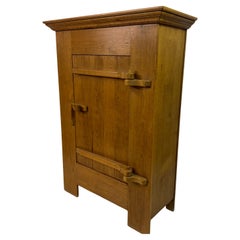 Brutalist Solid Oak Cabinet Cupboard, Belgian 1960s
