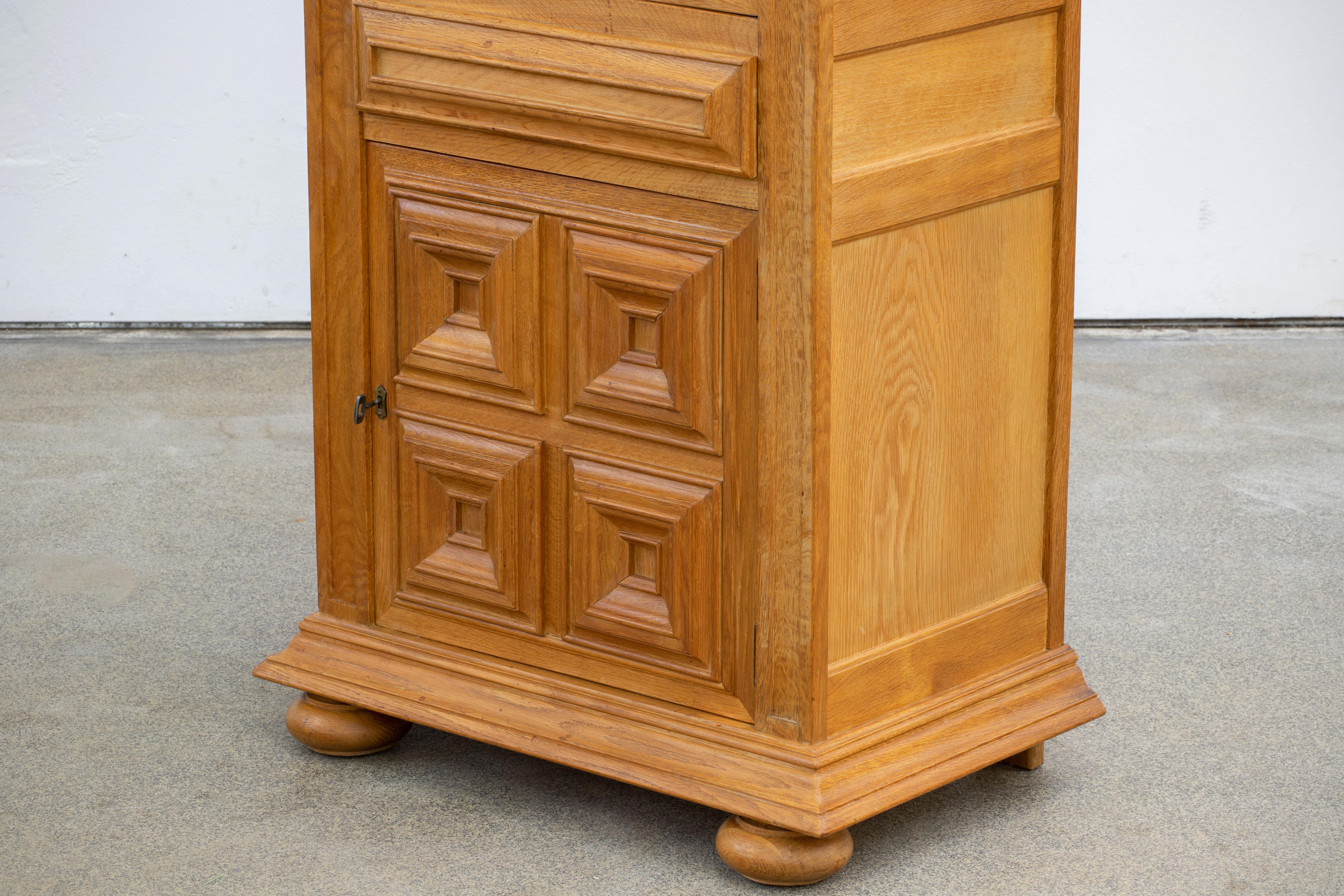 Brutalist Solid Oak Cabinet, Spanish Colonial, 1940s 6
