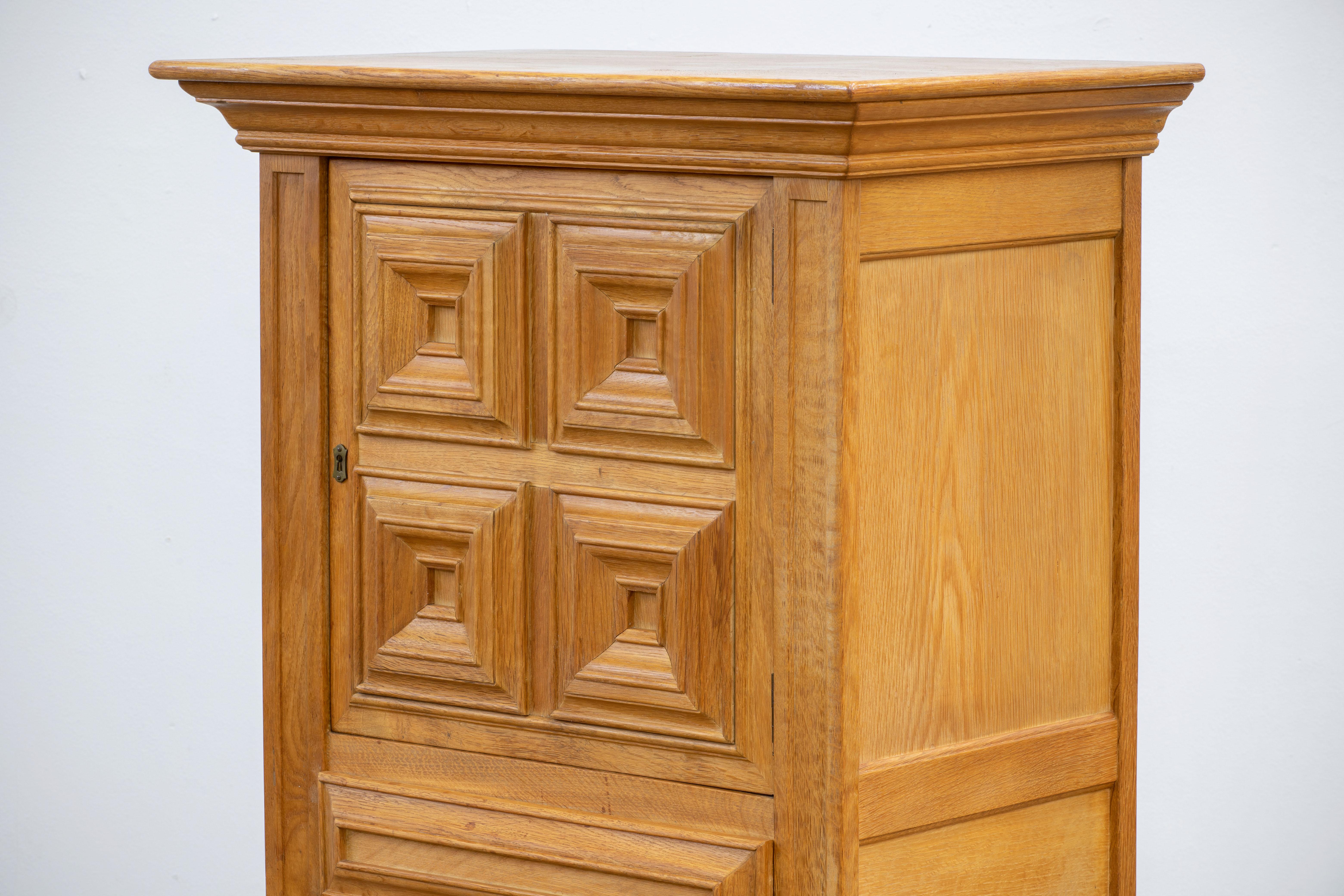 Brutalist Solid Oak Cabinet, Spanish Colonial, 1940s 7