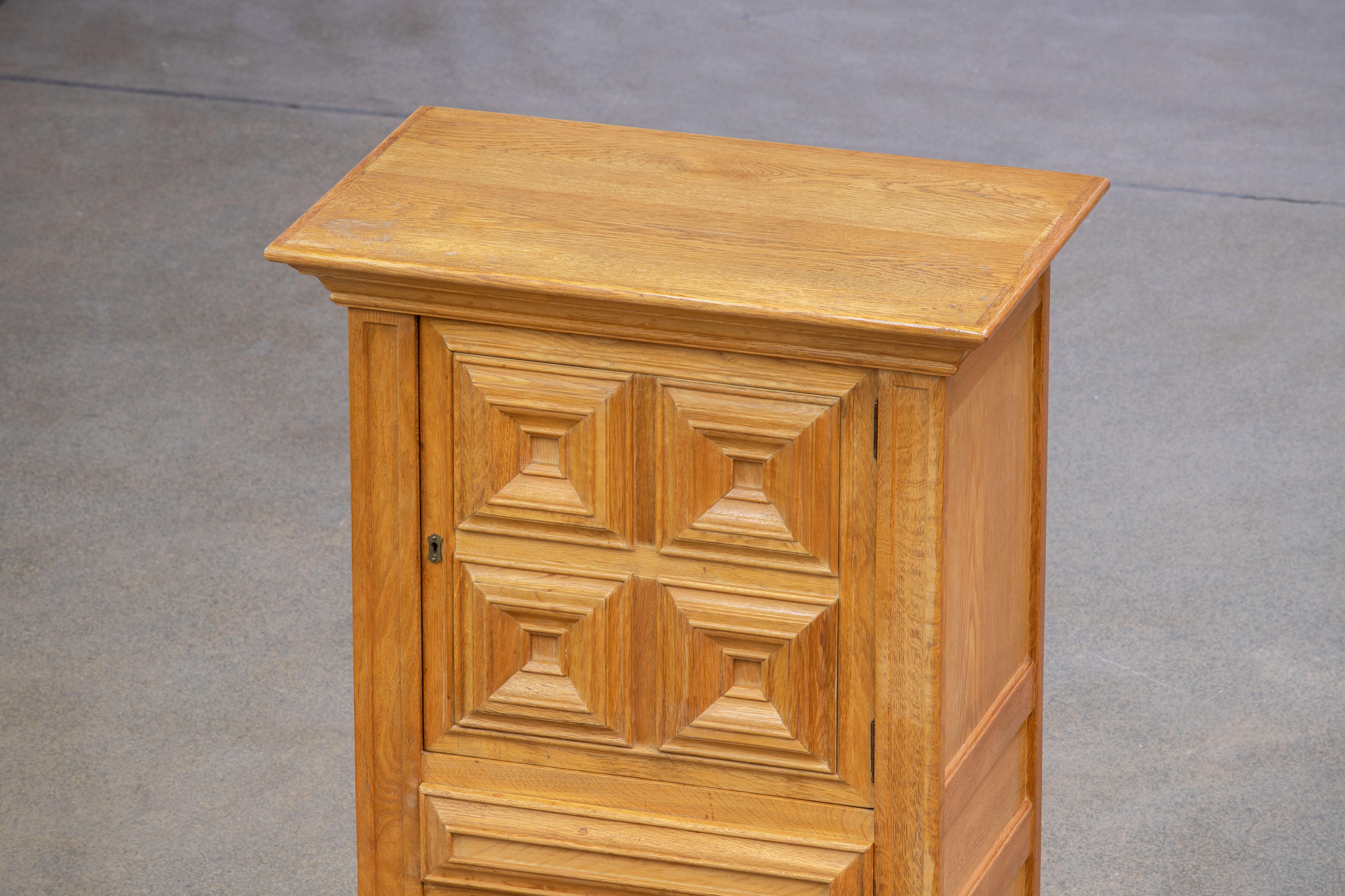 Brutalist Solid Oak Cabinet, Spanish Colonial, 1940s 9