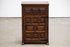 Brutalist Solid Oak Cabinet, Spanish Colonial, 1940s