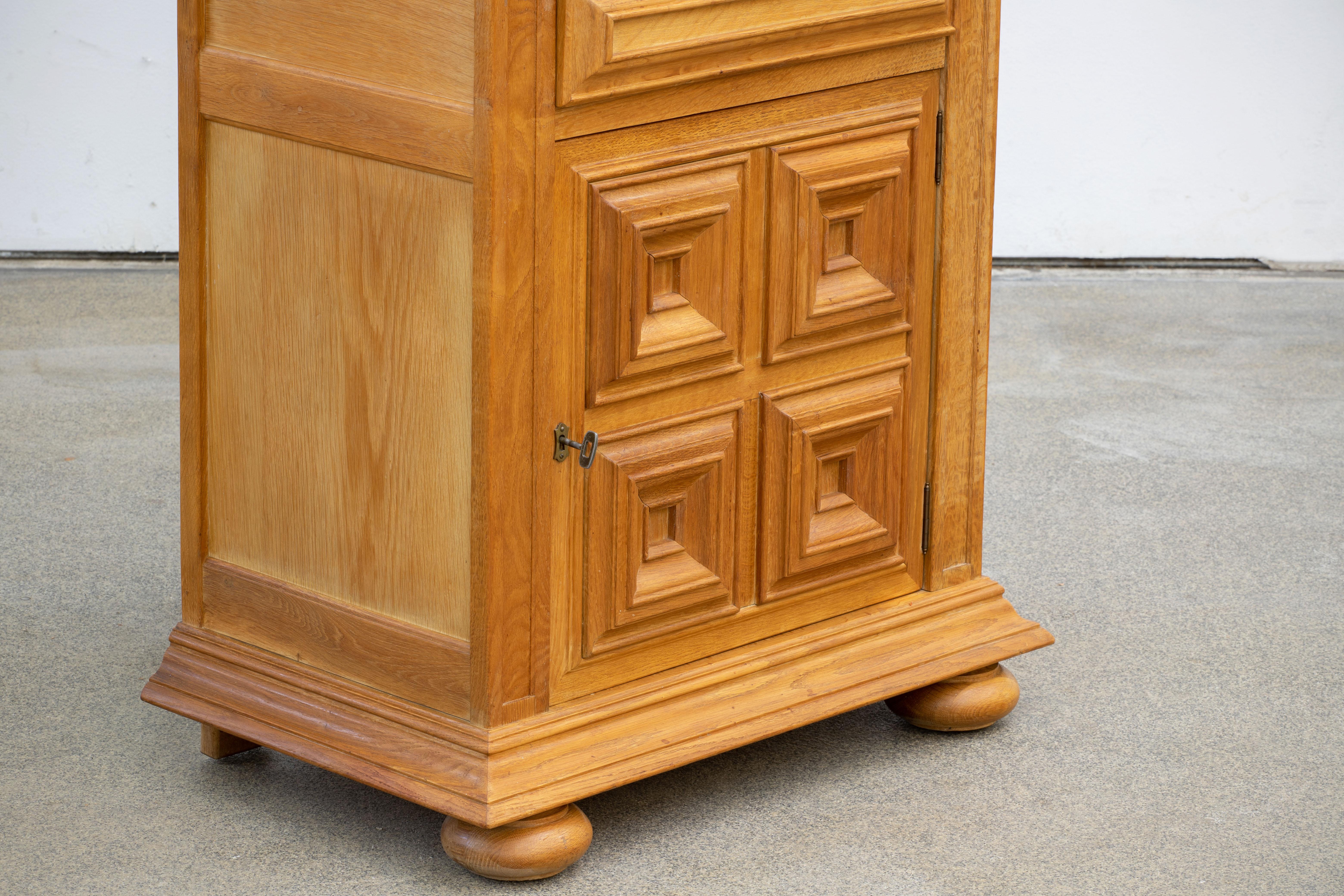 Brutalist Solid Oak Cabinet, Spanish Colonial, 1940s 1
