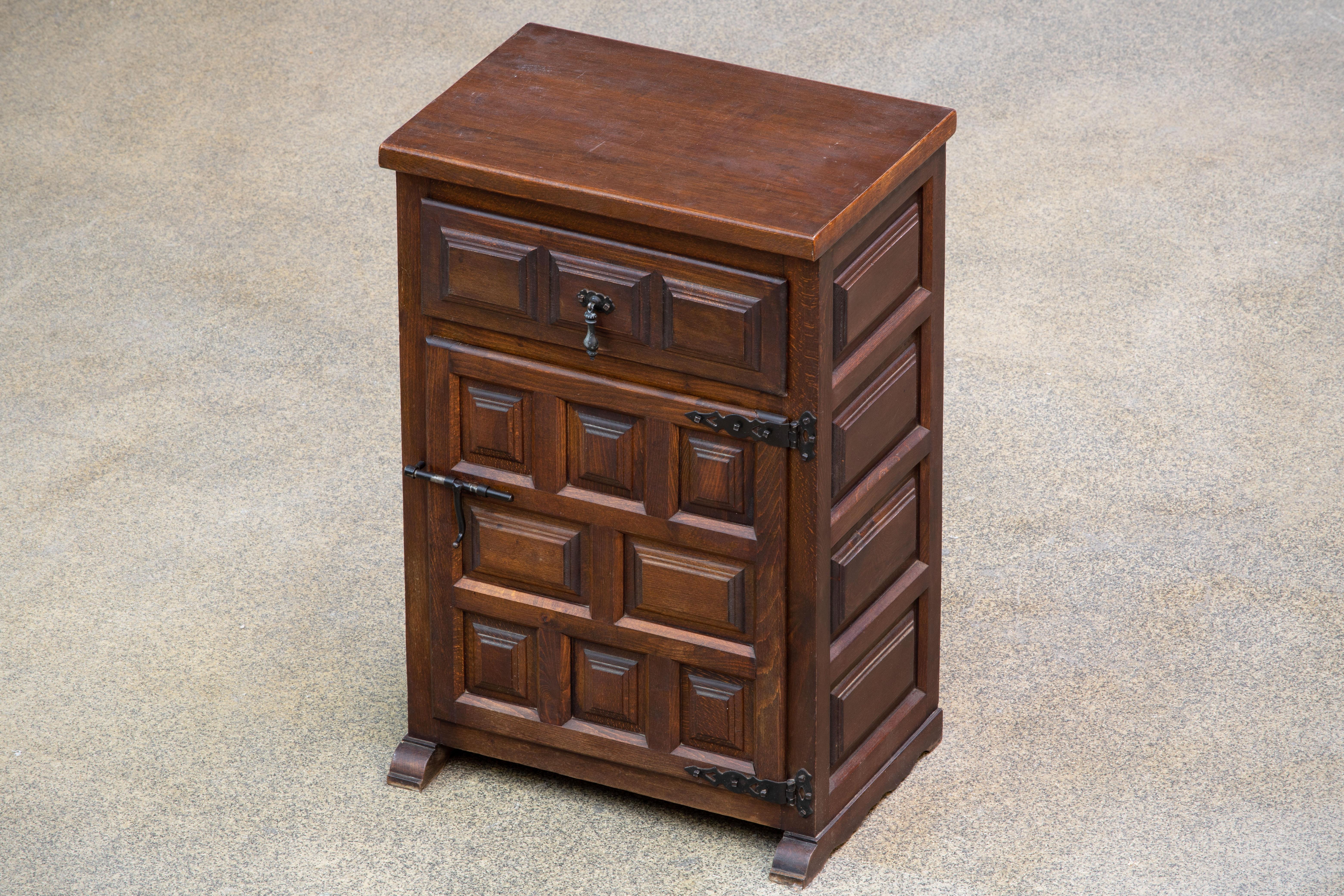 Brutalist Solid Oak Cabinet, Spanish Colonial, 1940s 3
