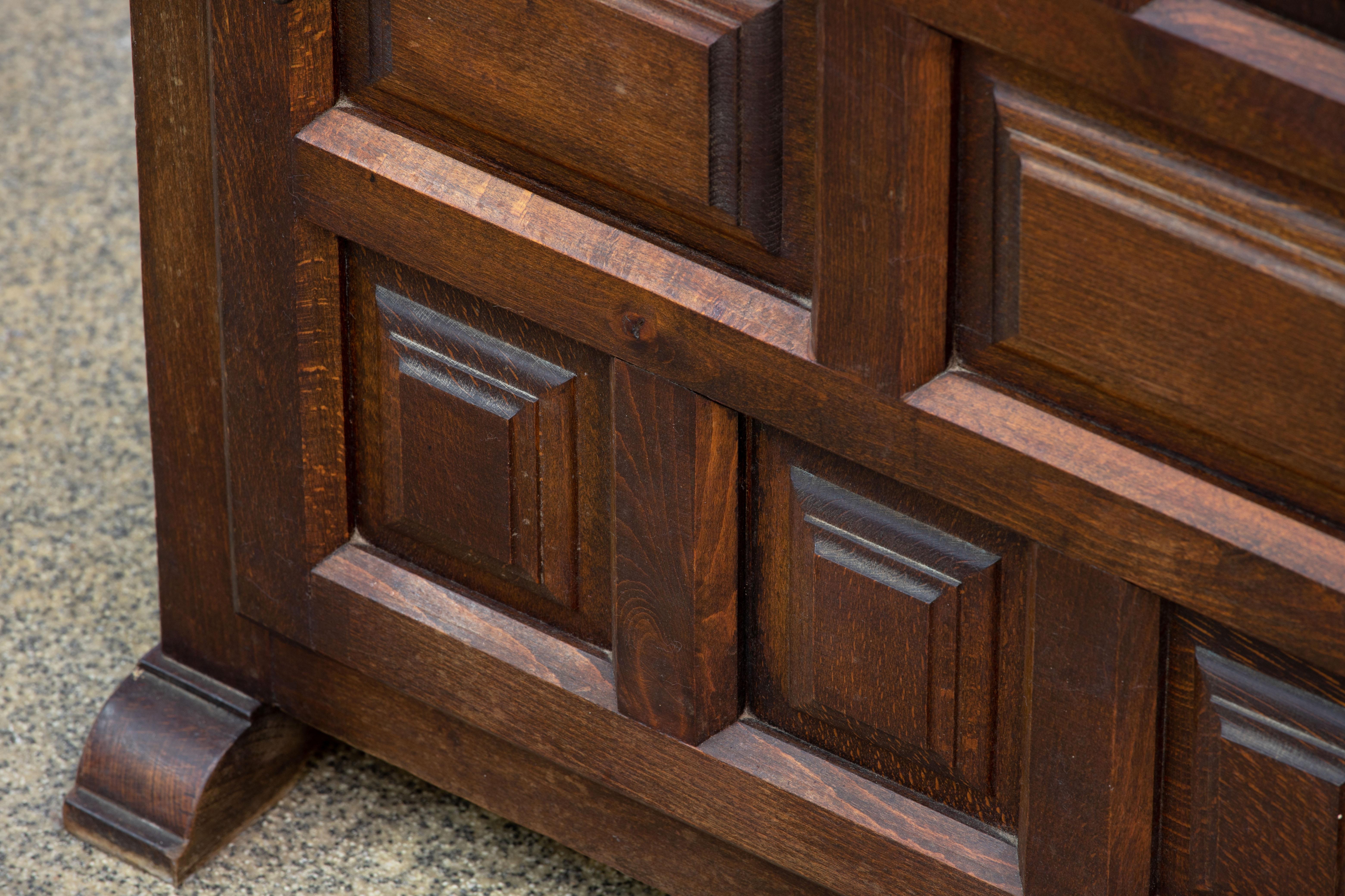 Brutalist Solid Oak Cabinet, Spanish Colonial, 1940s For Sale 4