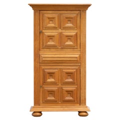 Brutalist Solid Oak Cabinet, Spanish Colonial, 1940s