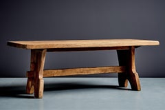 Brutalist solid Oak Coffee Table by De Puydt Belgium, 1970s