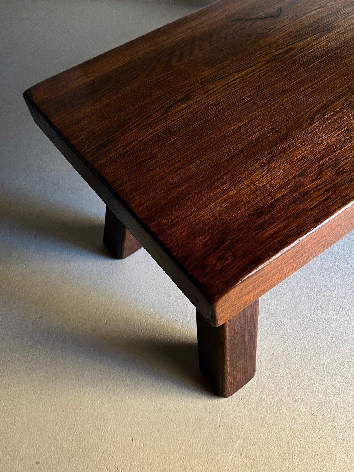 Brutalist Solid Oak Coffee Table, Netherlands, 1970s In Good Condition For Sale In Rīga, LV