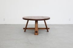 Brutalist Solid Oak Coffee Table with Peg Fastened Base