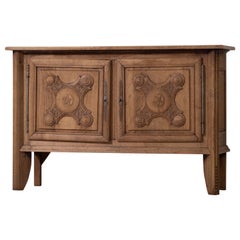 Brutalist Solid Oak Credenza, Spain, 1960