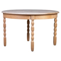 Brutalist Solid Oak Dining Table by Henning Kjærnulf, 1970s