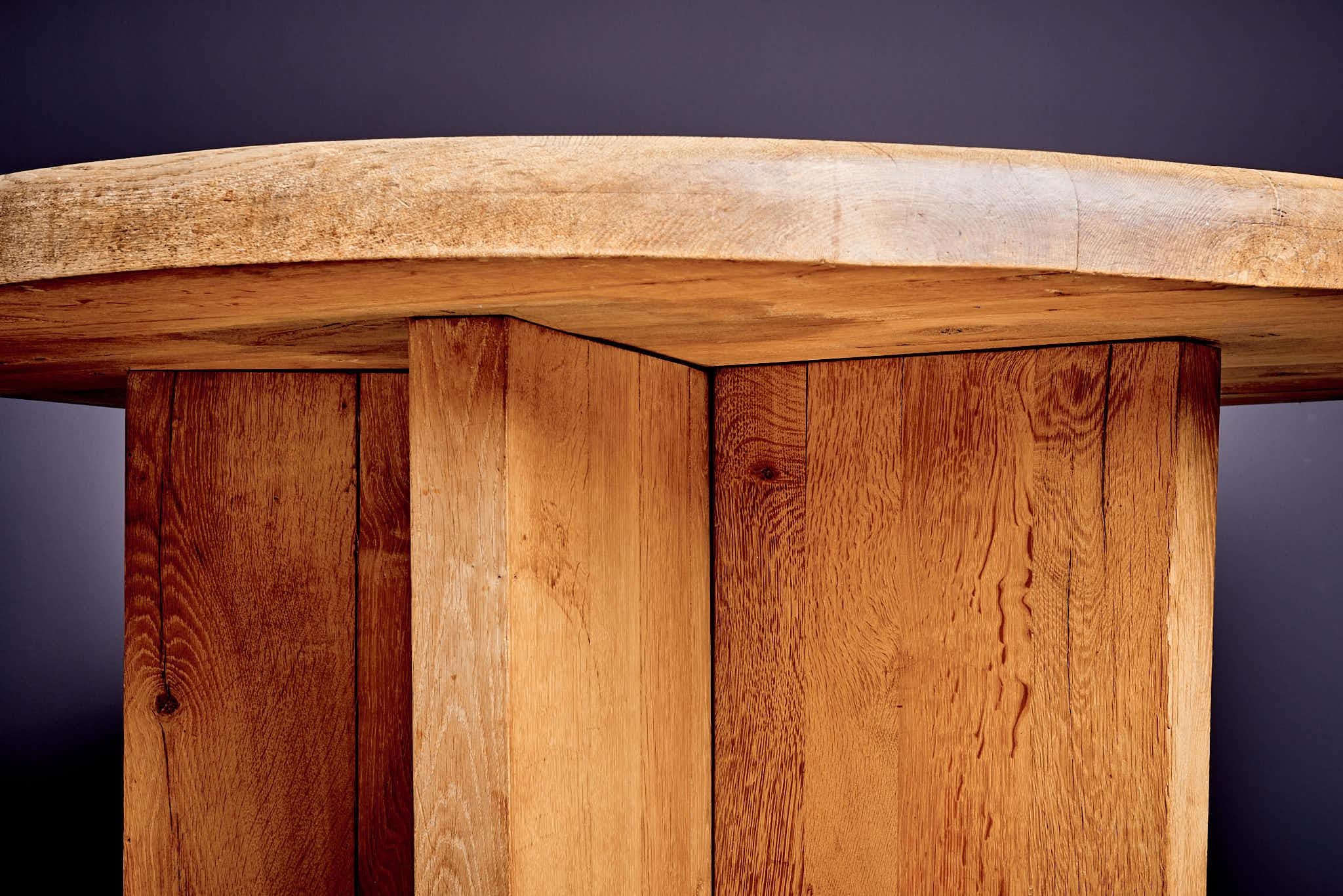 Mid-Century Modern Brutalist Solid Oak Dining Table For Sale