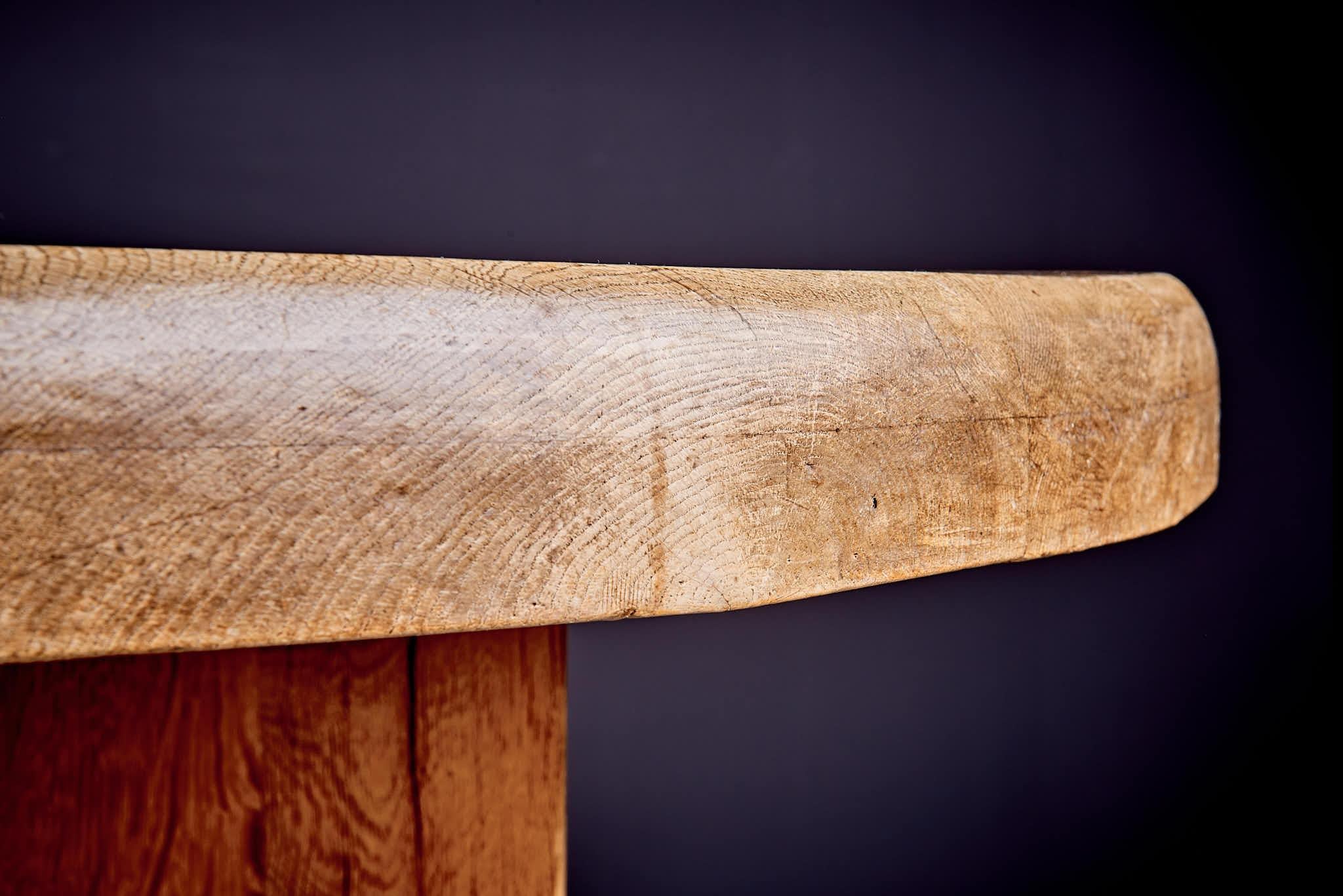 Brutalist Solid Oak Dining Table For Sale 1