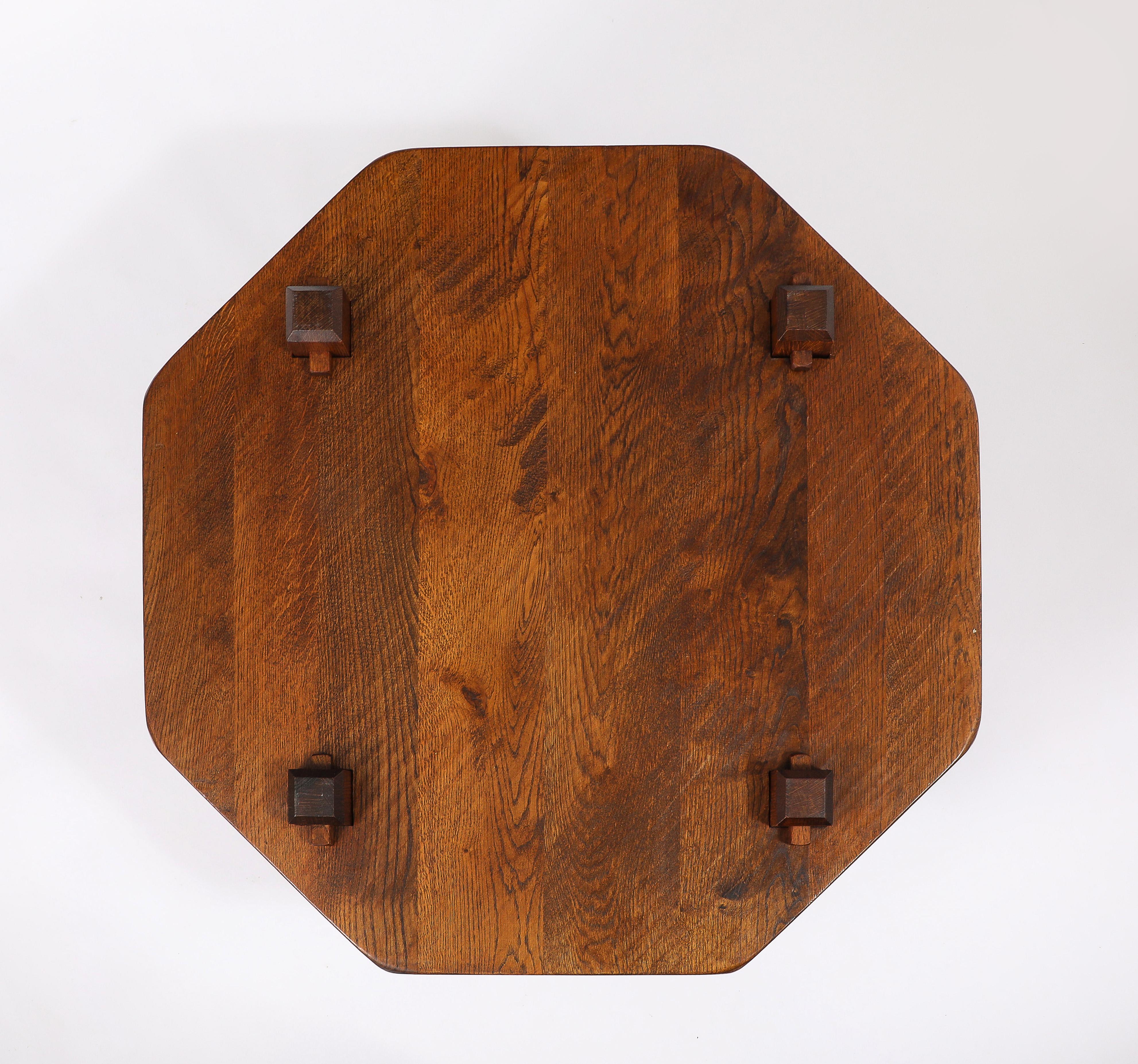 Brutalist Solid Oak Keyed Table, France 1940's For Sale 2