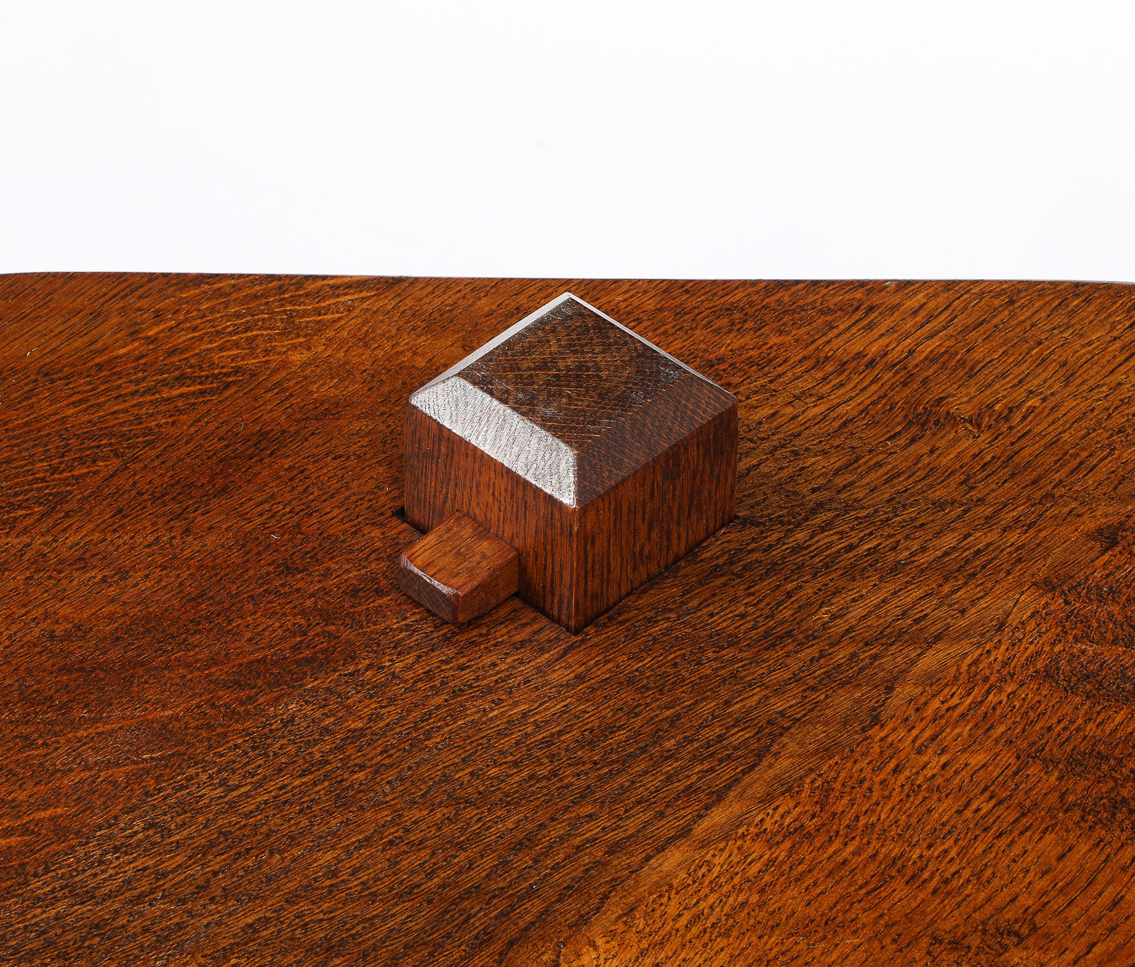 Brutalist Solid Oak Keyed Table, France 1940's For Sale 3