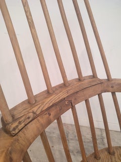 Fauteuil à bascule brutaliste en Oak Oak massif, français