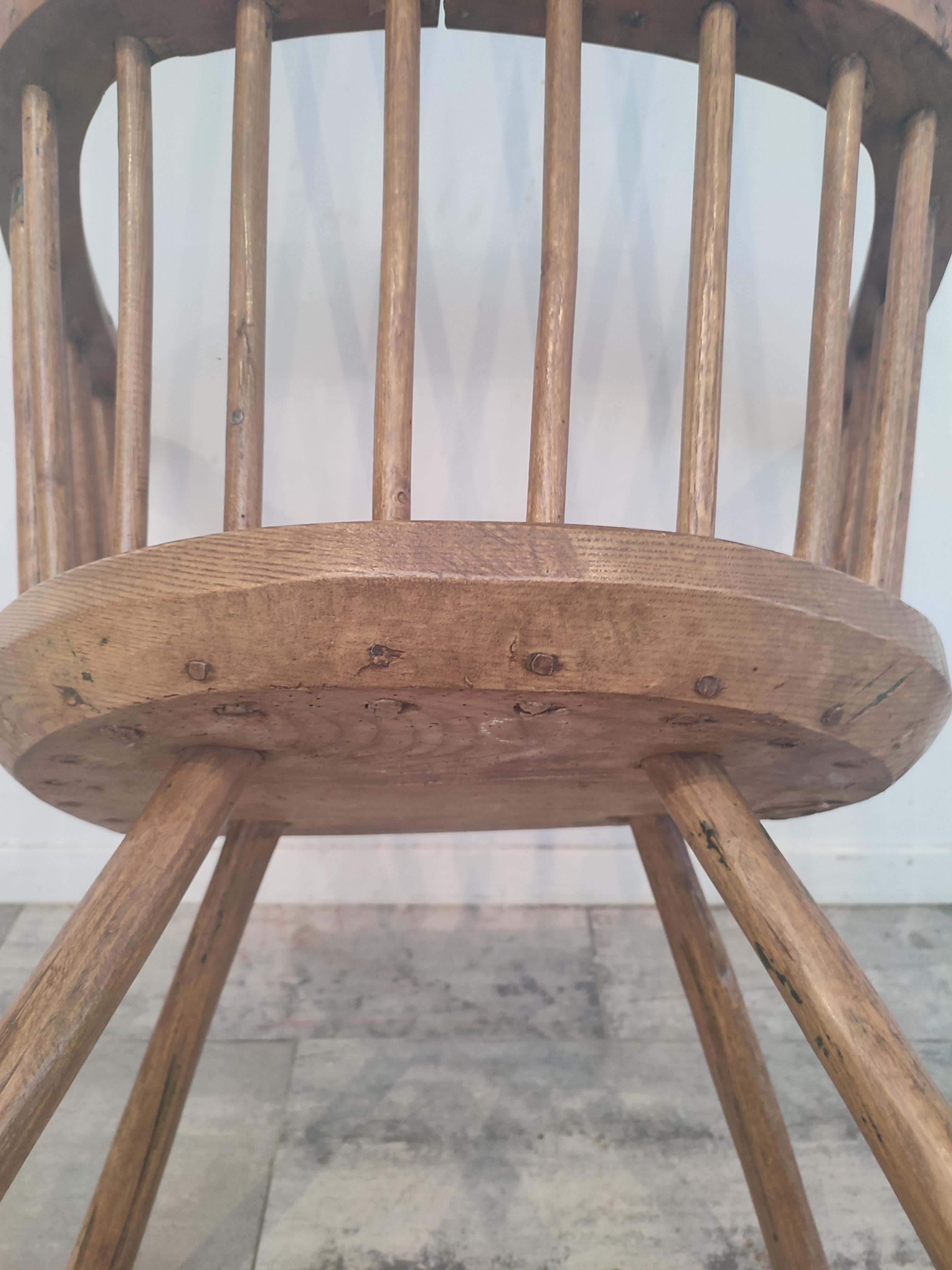 Brutalist Solid Oak Rocking Chair, French For Sale 1
