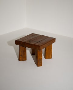 Brutalist Solid Oak Side Table with Wooden Pins, 1960s