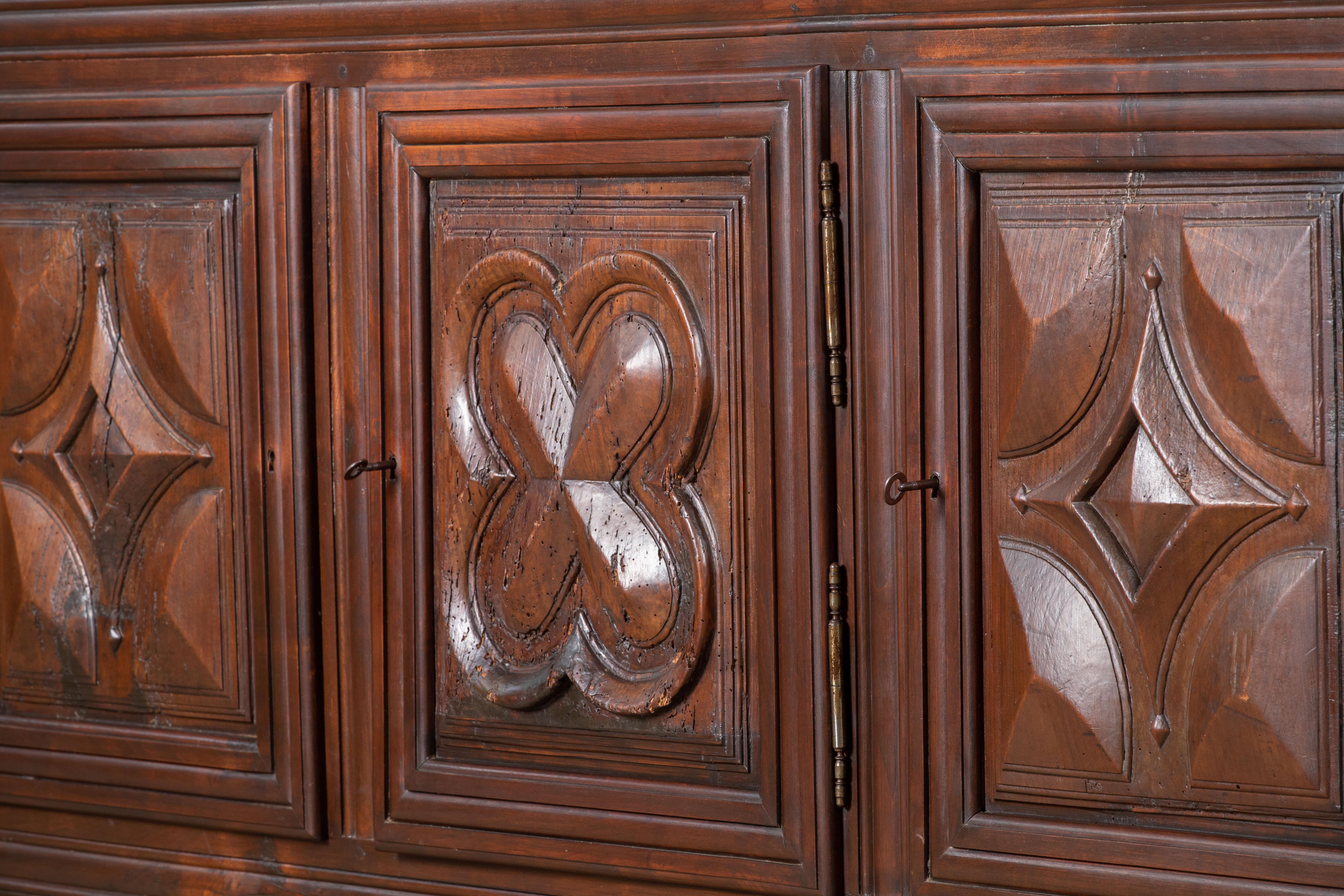 Brutalist Solid Oak Sideboard, France, 1900 2