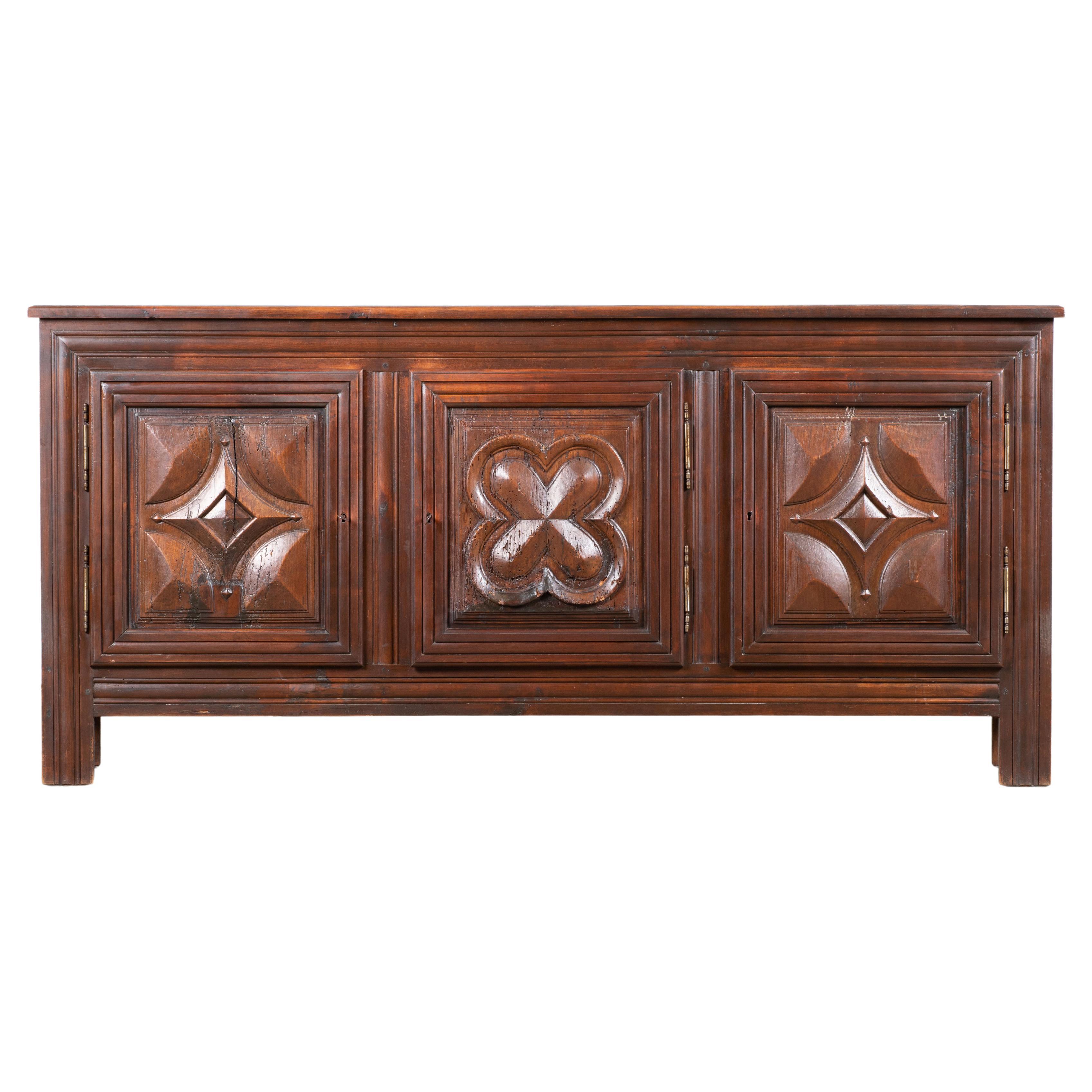 Brutalist Solid Oak Sideboard, France, 1900