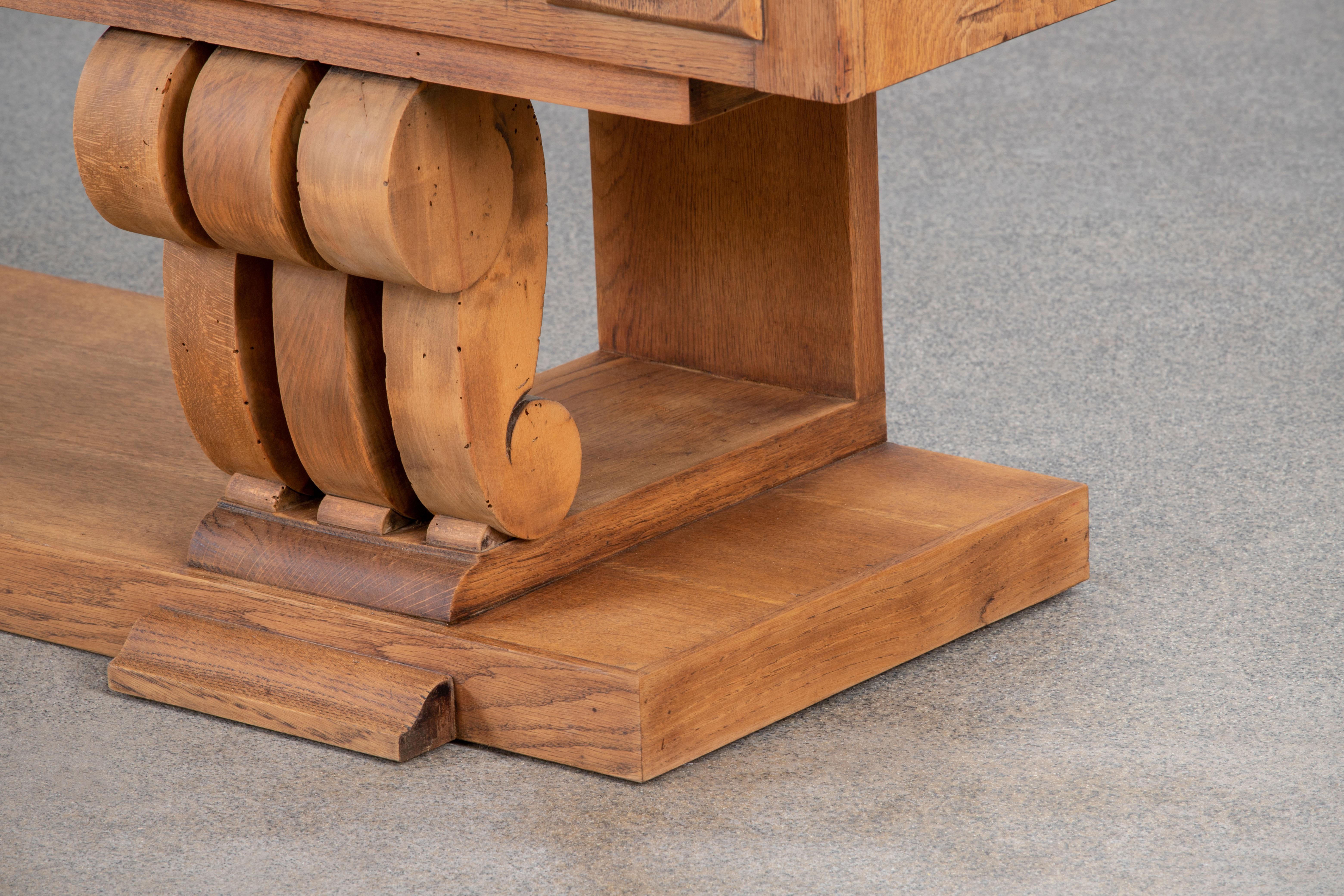 Brutalist Solid Oak Sideboard, France, 1940s For Sale 9