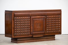 Brutalist Solid Oak Sideboard, France, 1940s